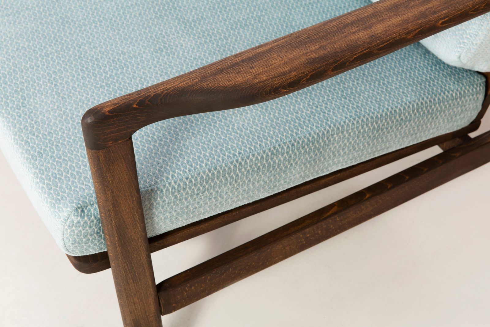 Midcentury Baby Blue Pattern Velvet Armchair, Zenon Baczyk, 1960s photo 1702.0