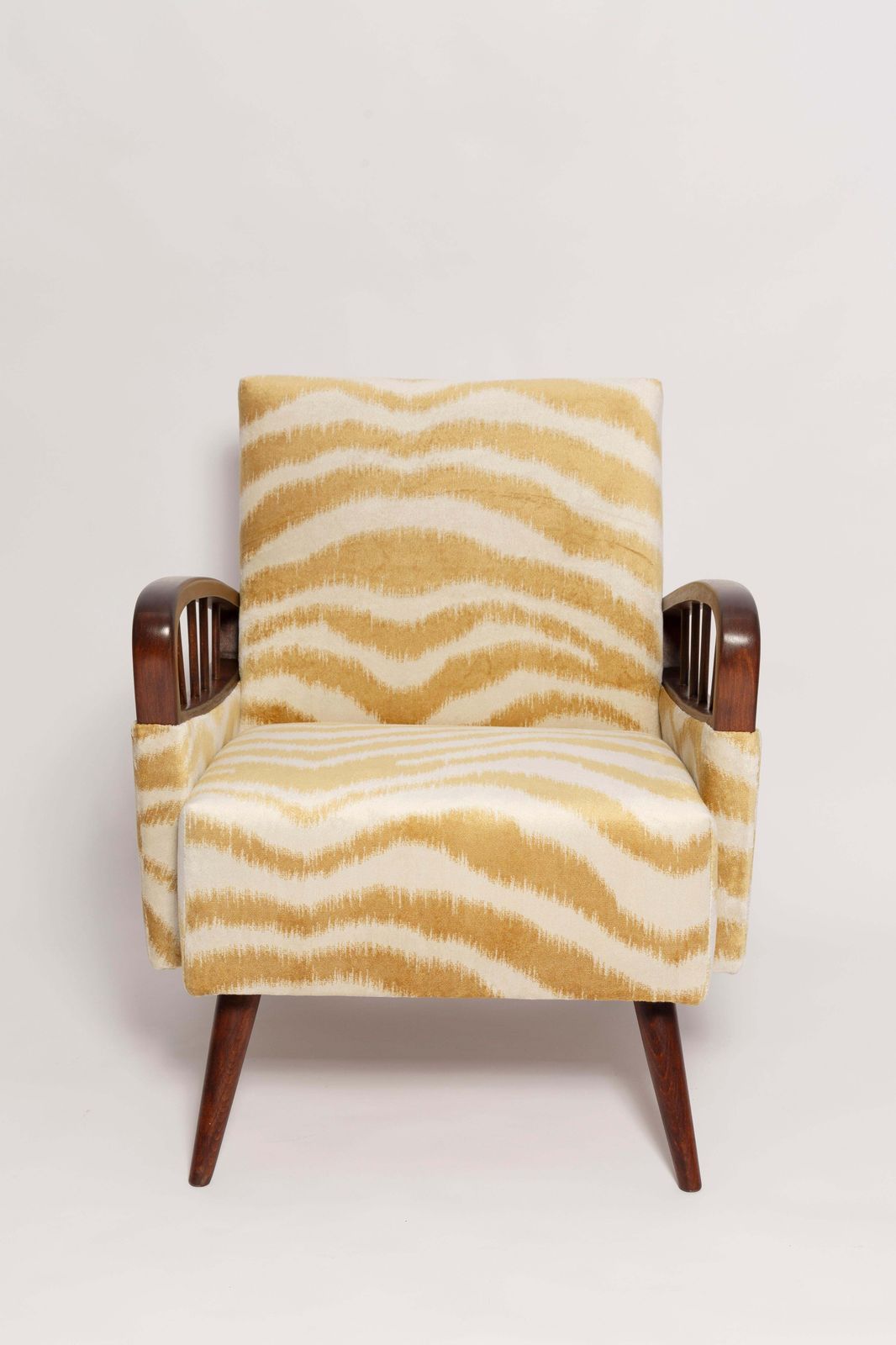 Mid Century Zebra Tiger Velvet Fauteuil, Europa, Jaren 1960 photo 2126.0
