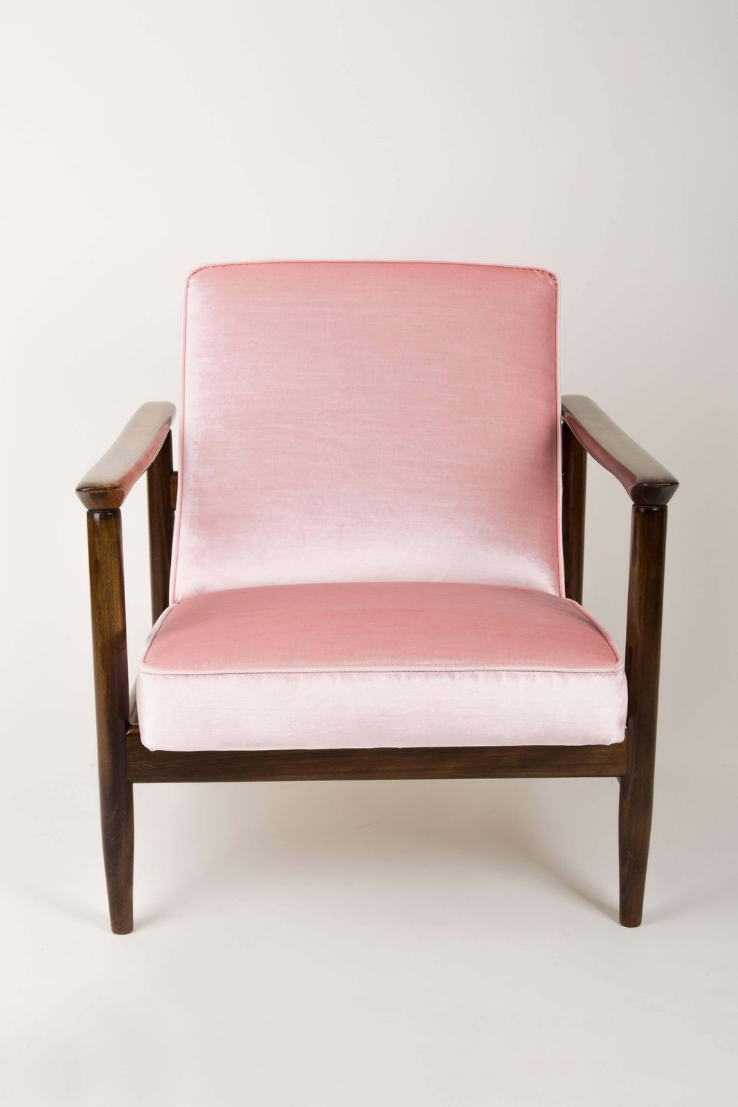 Pair Of Baby Pink Velvet Armchairs, Designed By Edmund Homa, 1960s photo vintage