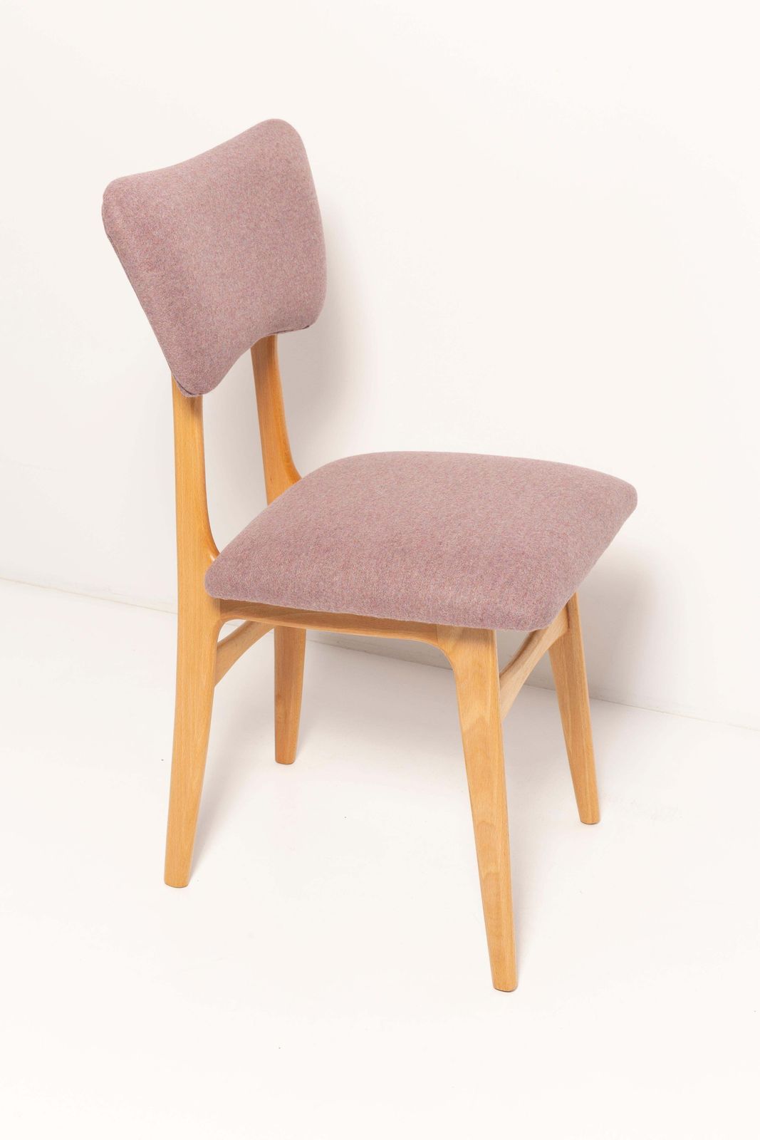 Five 20th Century Butterfly Dining Chairs, Pink Wool, Light Wood, Europe, 1960s photo Furniture