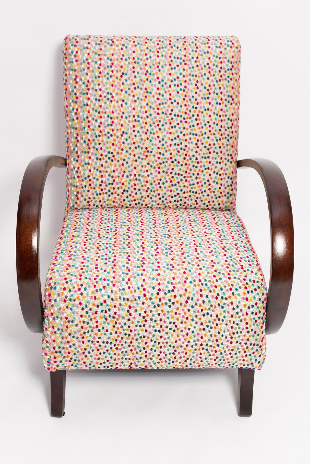 Set Van Twee Mid Century Dots Velvet Fauteuils Van J. Halabala, Tsjechië, Ca. Jaren 1950 photo vintage