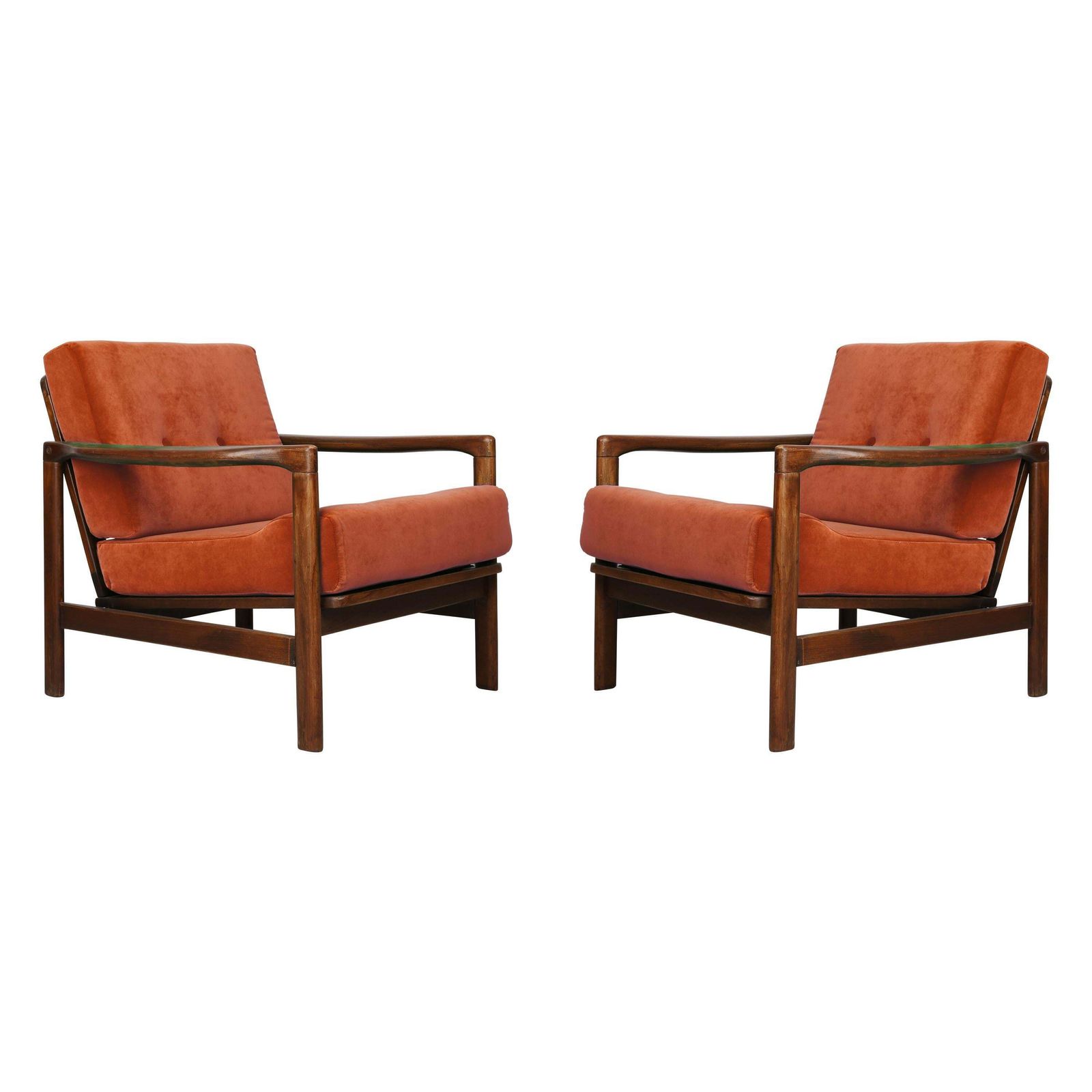 Set Of Two Midcentury Sierra Velvet Armchairs, Zenon Baczyk, 1960s