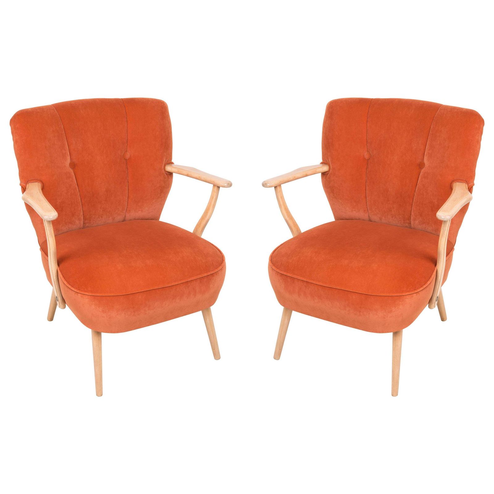 Paar Mid Century Oranje Cocktail Fauteuils, Duitsland, Jaren 1960