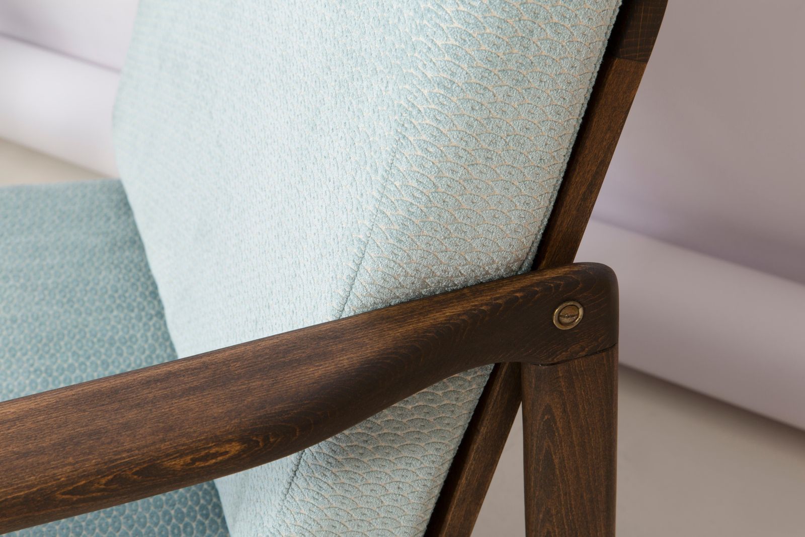 Set Of Two Midcentury Baby Blue Pattern Velvet Armchairs, Zenon Baczyk, 1960s photo for sale