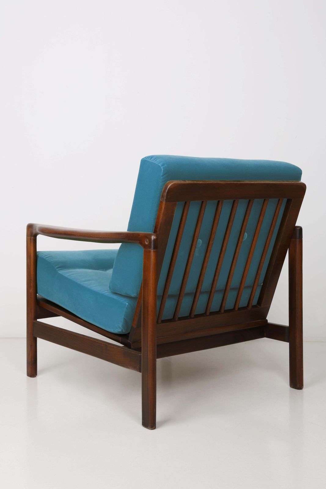 Set Of Two Midcentury Blue Velvet Armchairs, Zenon Baczyk, 1960s photo 2551.0