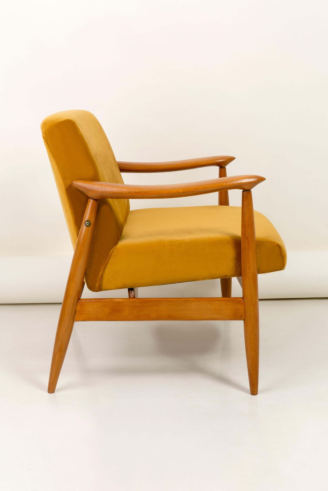 Set Of Two Vintage Velvet Mustard Yellow Armchairs, 1960s photo buy