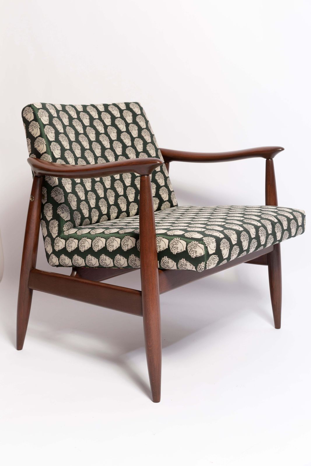 photo furniture Paar Mid Century Fauteuils Met David Print In Smaragdgroen, Door Kedziorek, Europa, Jaren 1960
