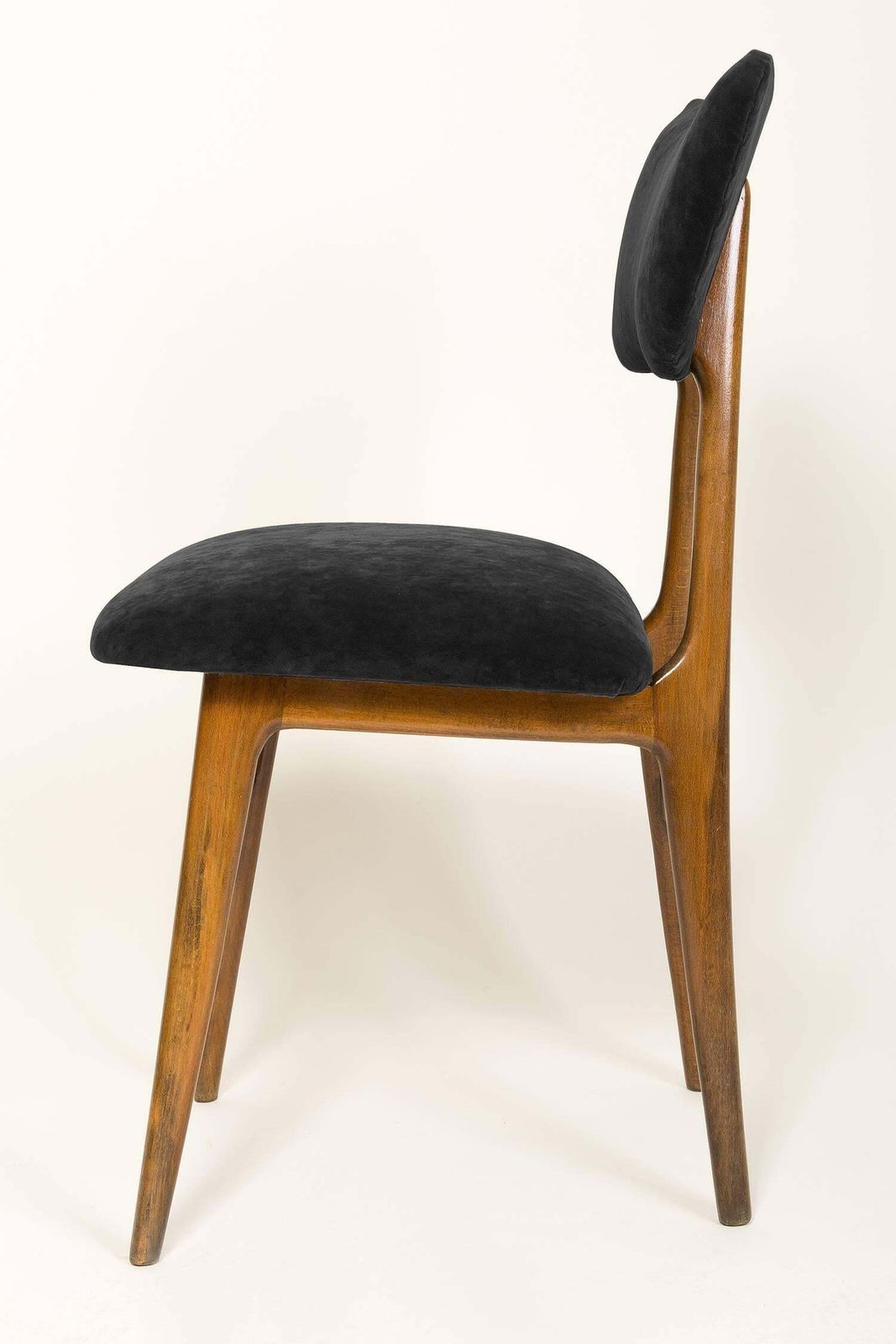 Set Of Six 20th Century Black Velvet Chairs, 1960s photo Furniture