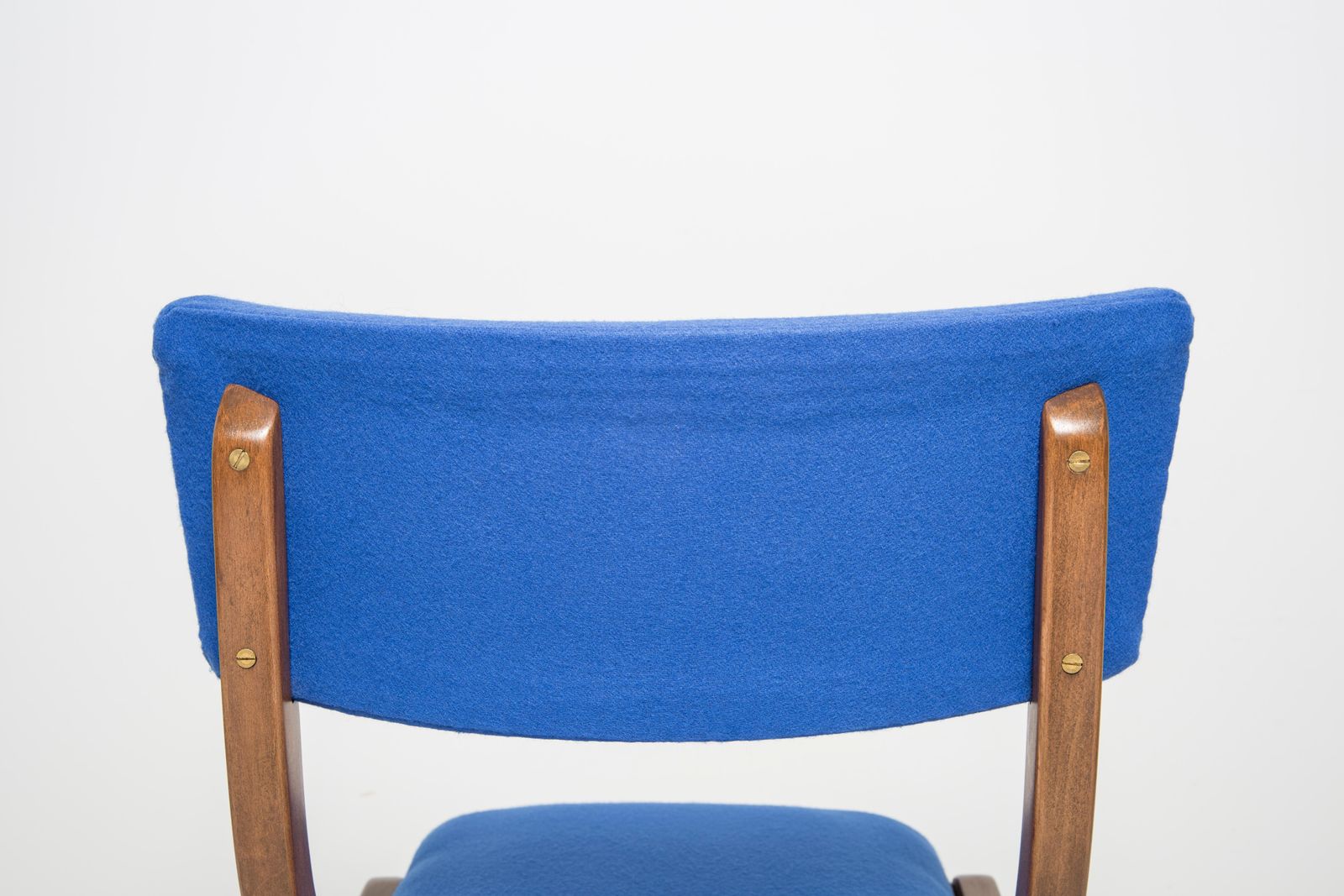 Set Of Six Mid Century Modern Bumerang Chairs, Royal Blue Wool, Poland, 1960s photo vintage