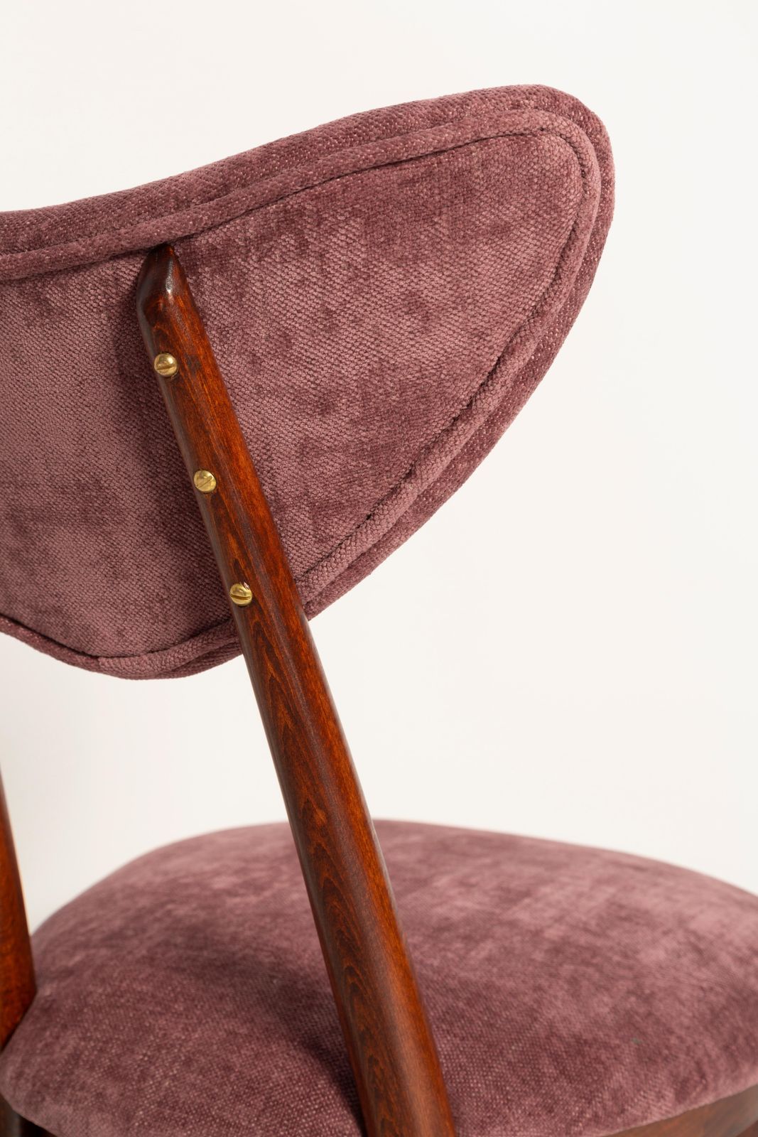 Furniture Set Of Six Midcentury Burgundy Pink Velvet Heart Chairs, Europe, 1960s photo
