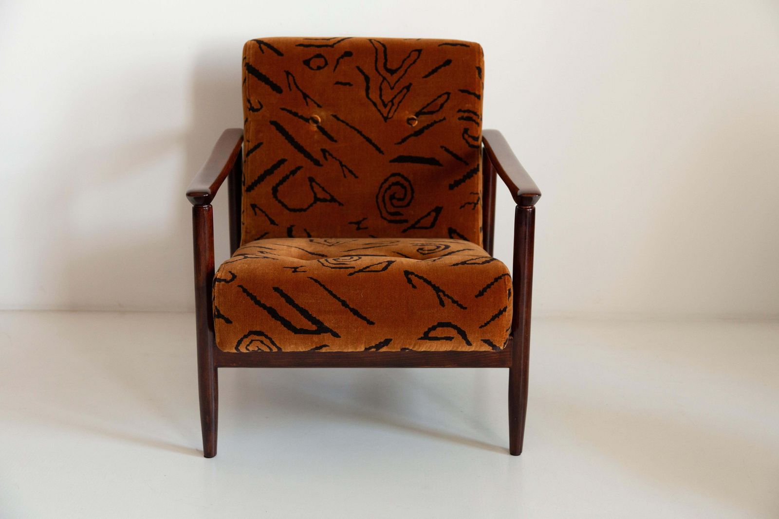 Pair Of Mid Century Leontigre Jacquard Armchairs, Gfm 142, E Homa, Europe, 1960s photo buy