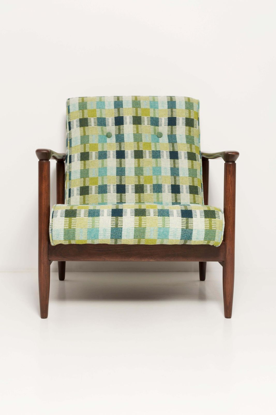 Meubels Paar Mid Century Groene Wollen Fauteuils, Gfm 142, Edmund Homa, Europa, Jaren 1960 photo