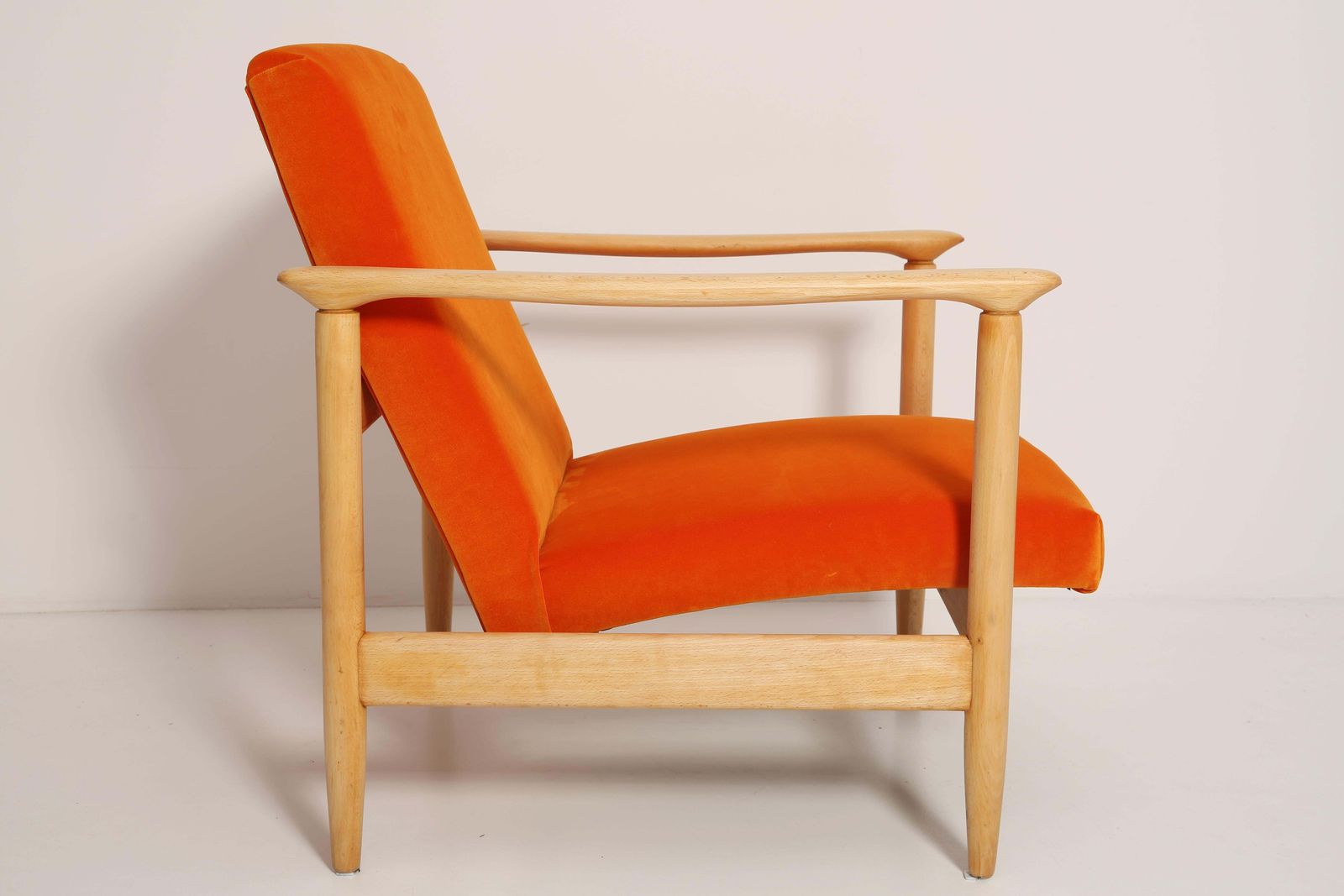 Set Of Midcentury Orange Velvet Armchairs And Stools, Edmund Homa, Europe, 1960s photo buy
