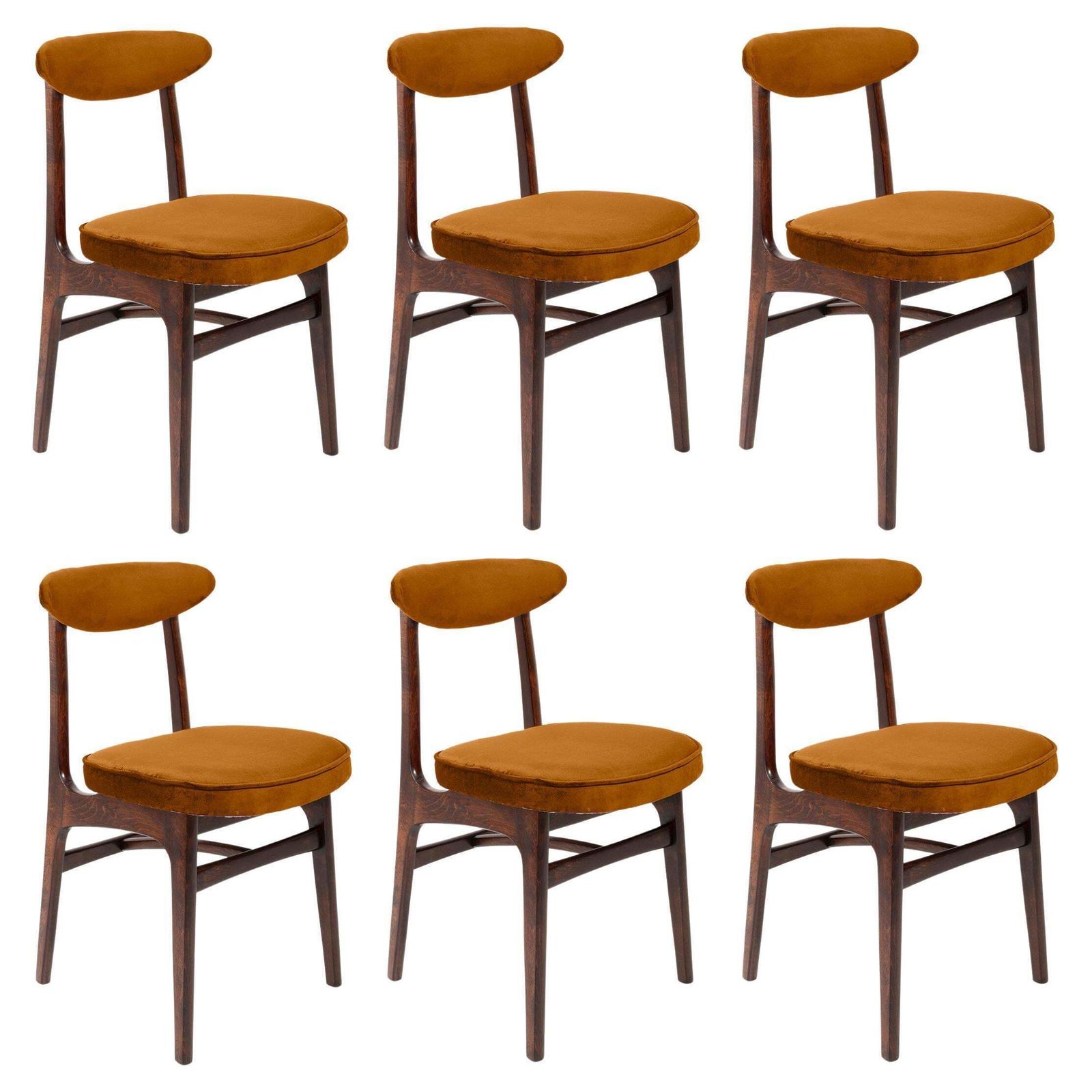 Set Of Six 20th Century Copper Velvet Rajmund Halas Chairs, Europe, 1960s