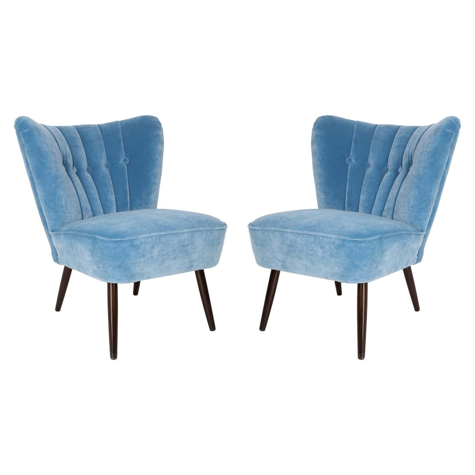 Midcentury Baby Blue Velvet Armchair, Germany, 1960s