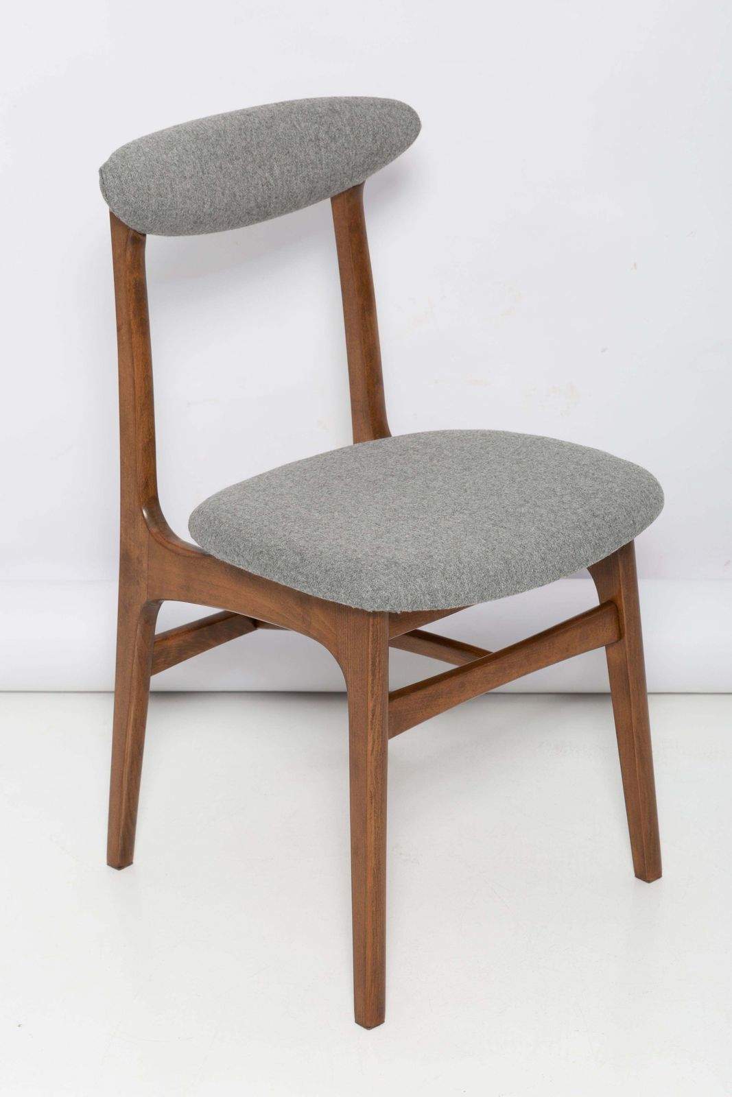 Set Of Six Mid Century Gray Wool Chairs By Rajmund Halas, Poland, 1960s photo for sale