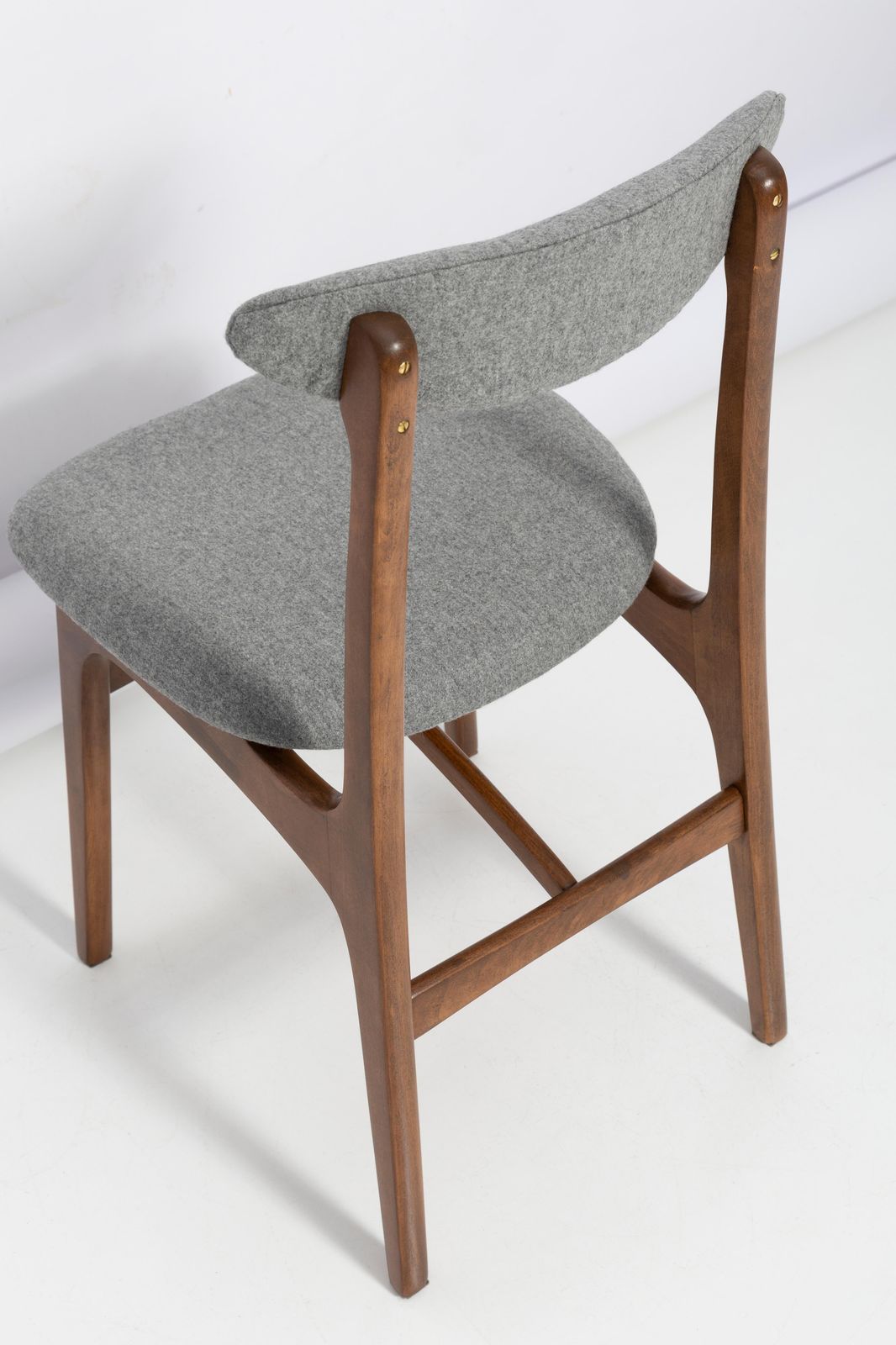 photo for sale Set Of Six Mid Century Gray Wool Chairs By Rajmund Halas, Poland, 1960s