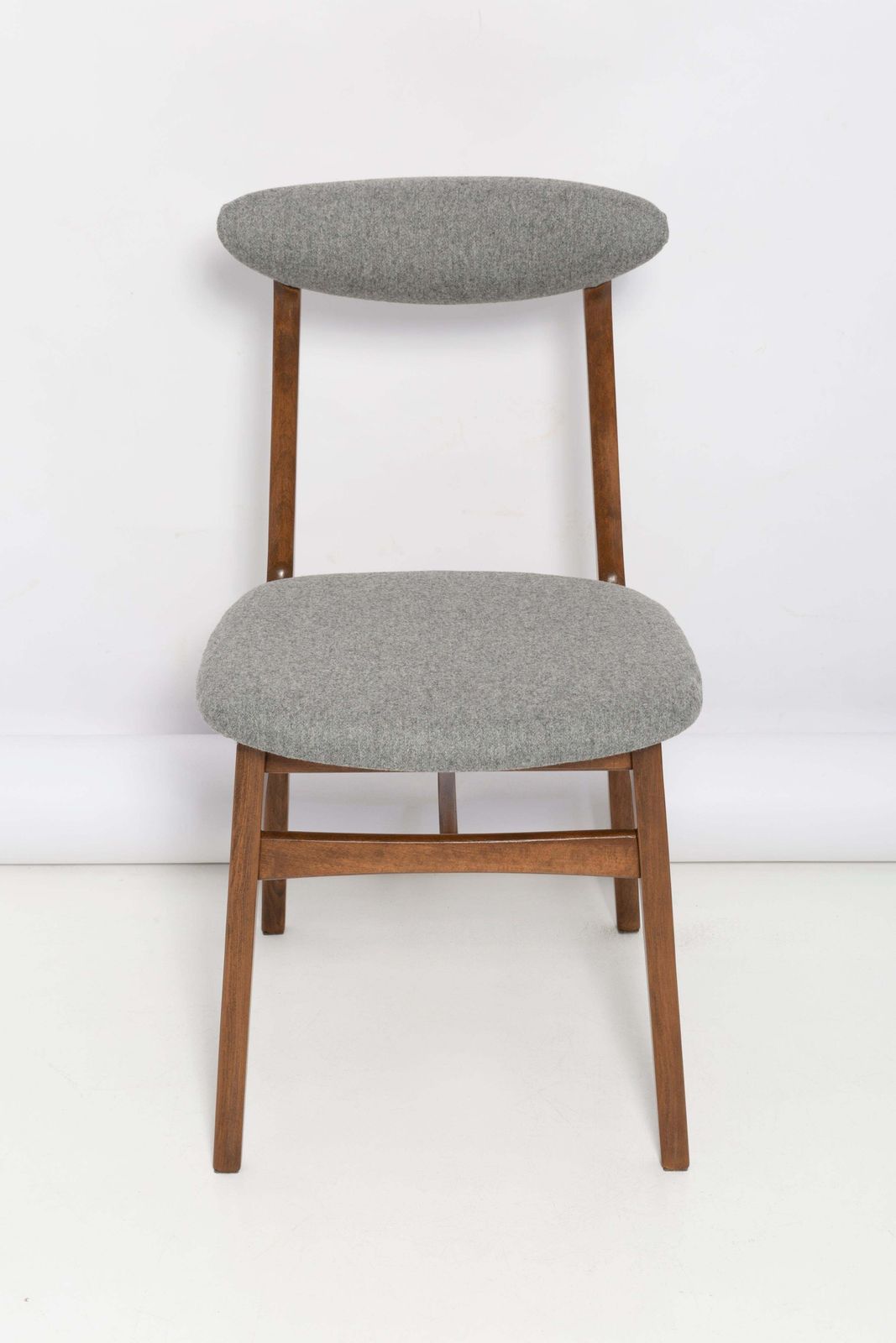3061.0 Set Of Six Mid Century Gray Wool Chairs By Rajmund Halas, Poland, 1960s photo