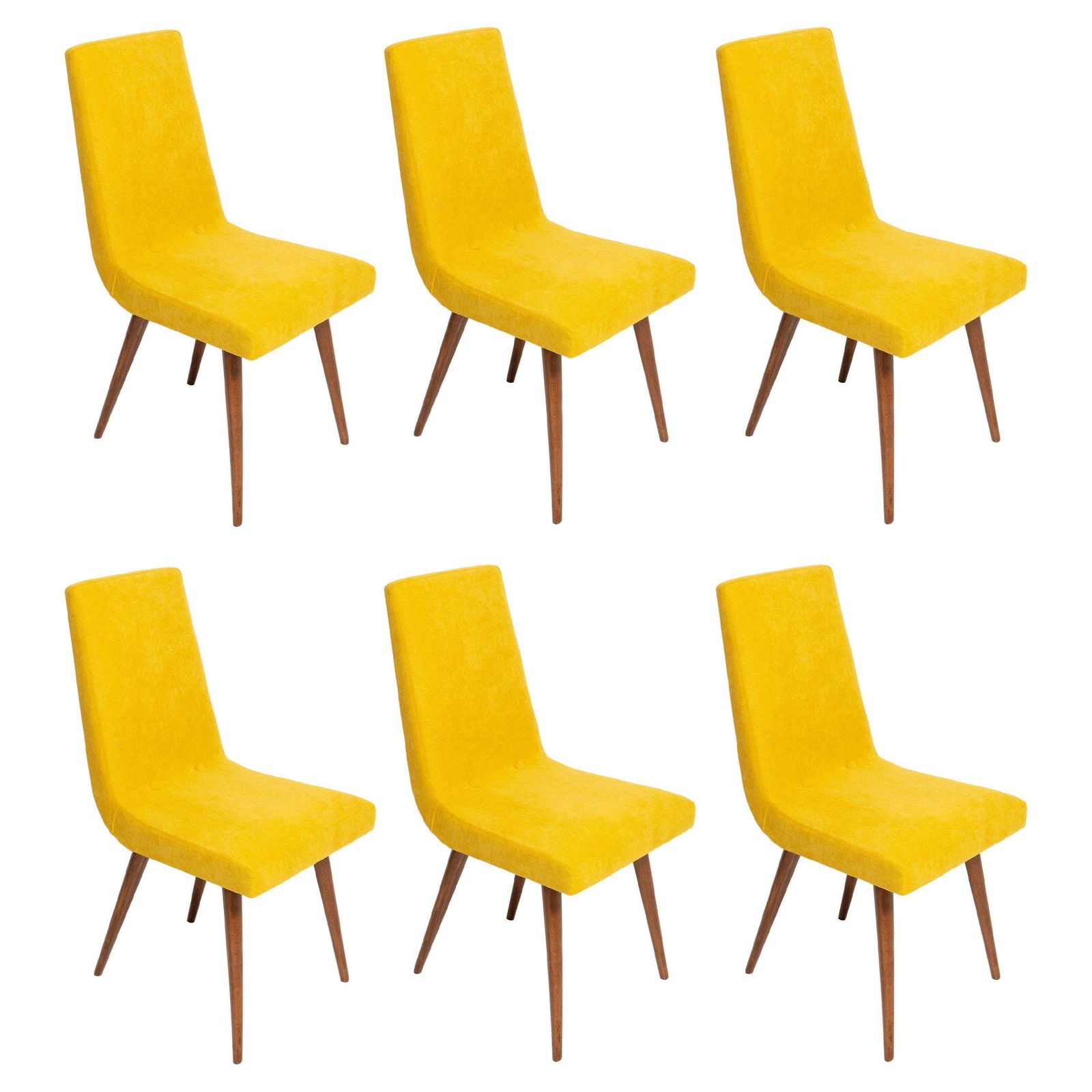 Zes 20e Eeuwse Stoelen In Mosterdgeel Wol, Rajmund Halas, Europa, Ca. Jaren 1960