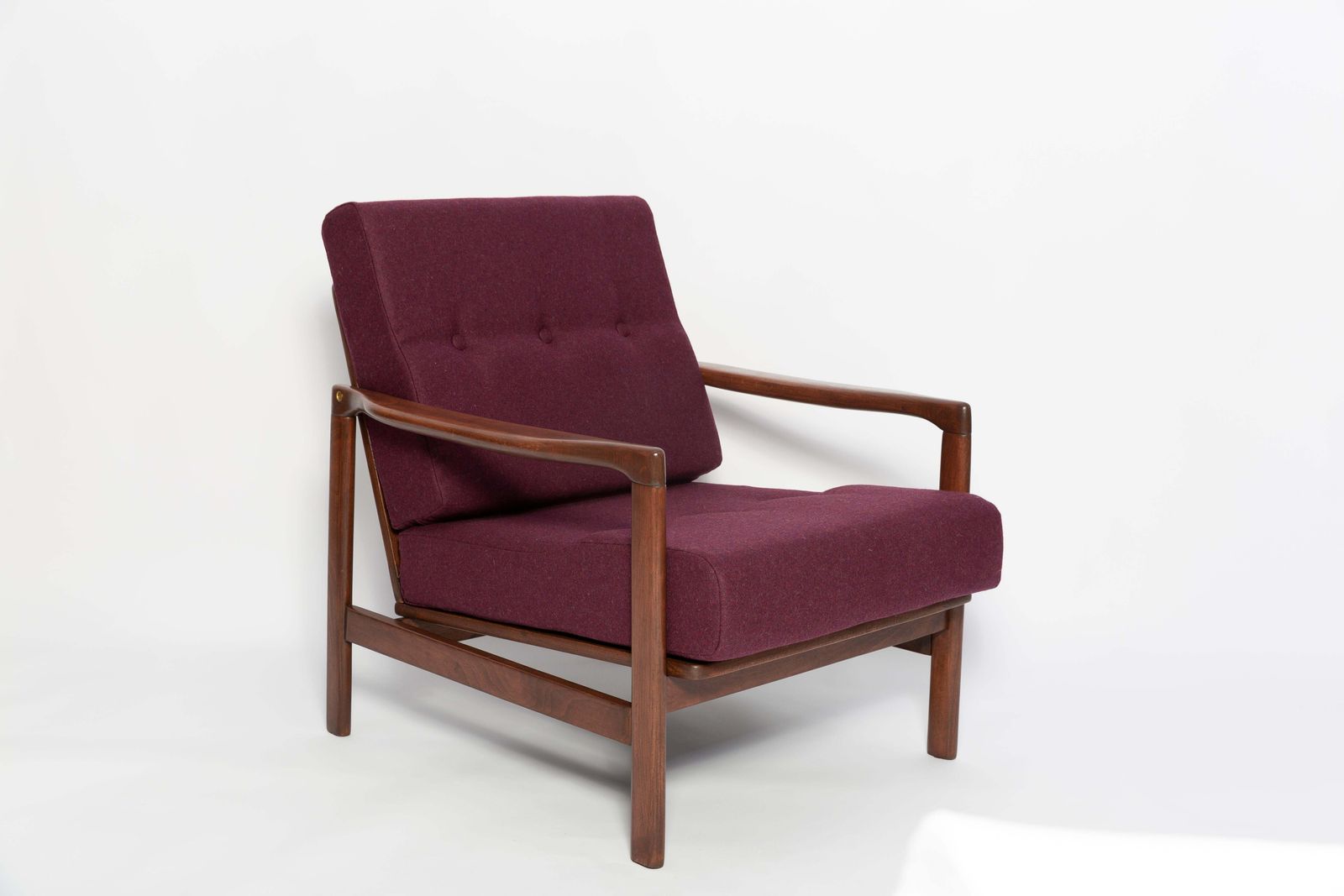 Pair Of Mid Century Purple Wool Velvet Armchairs, Zenon Baczyk, Poland, 1960s photo 4082.0