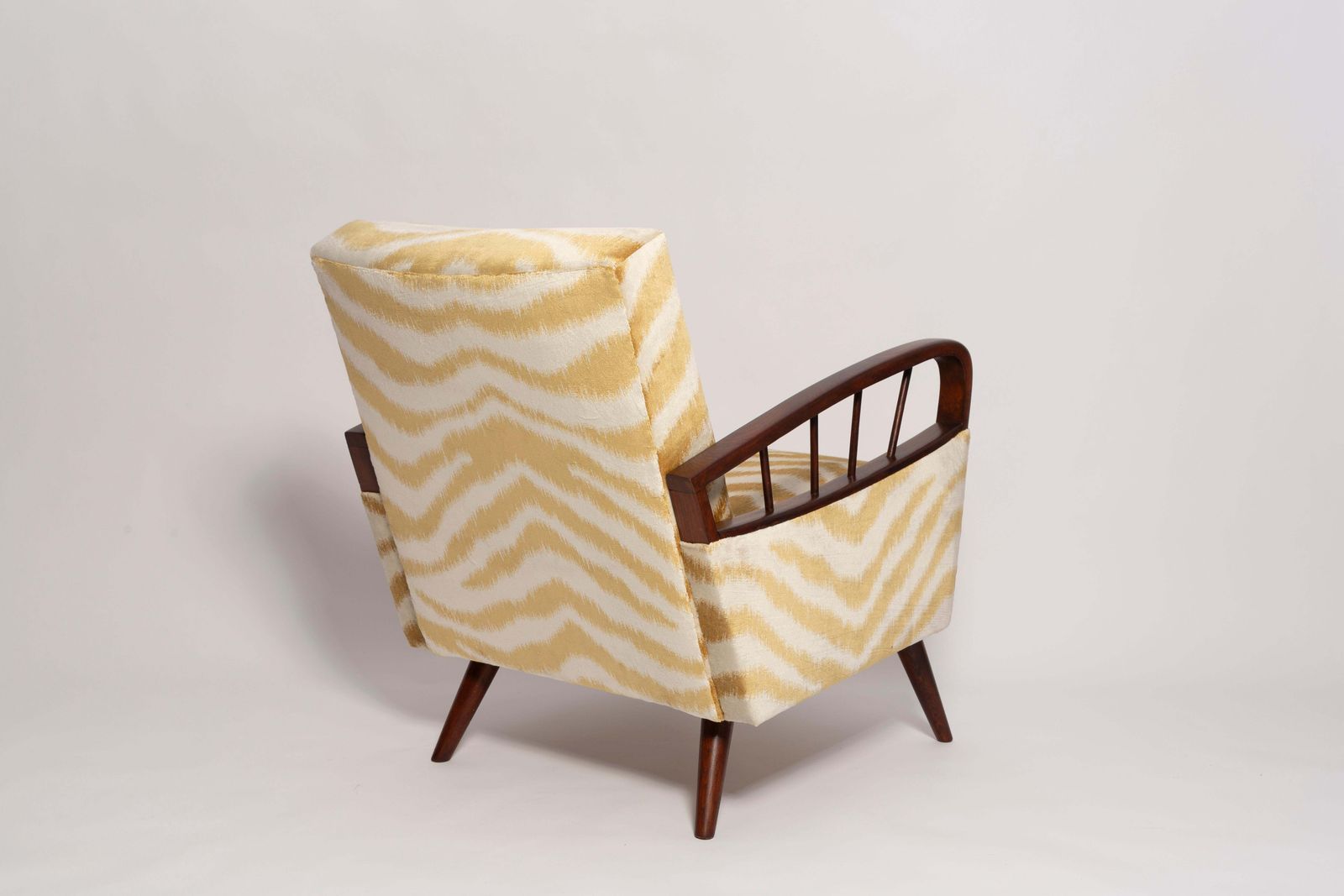 Pair Of Mid Century Zebra Tiger Velvet Armchairs, Europe, 1960s photo vintage