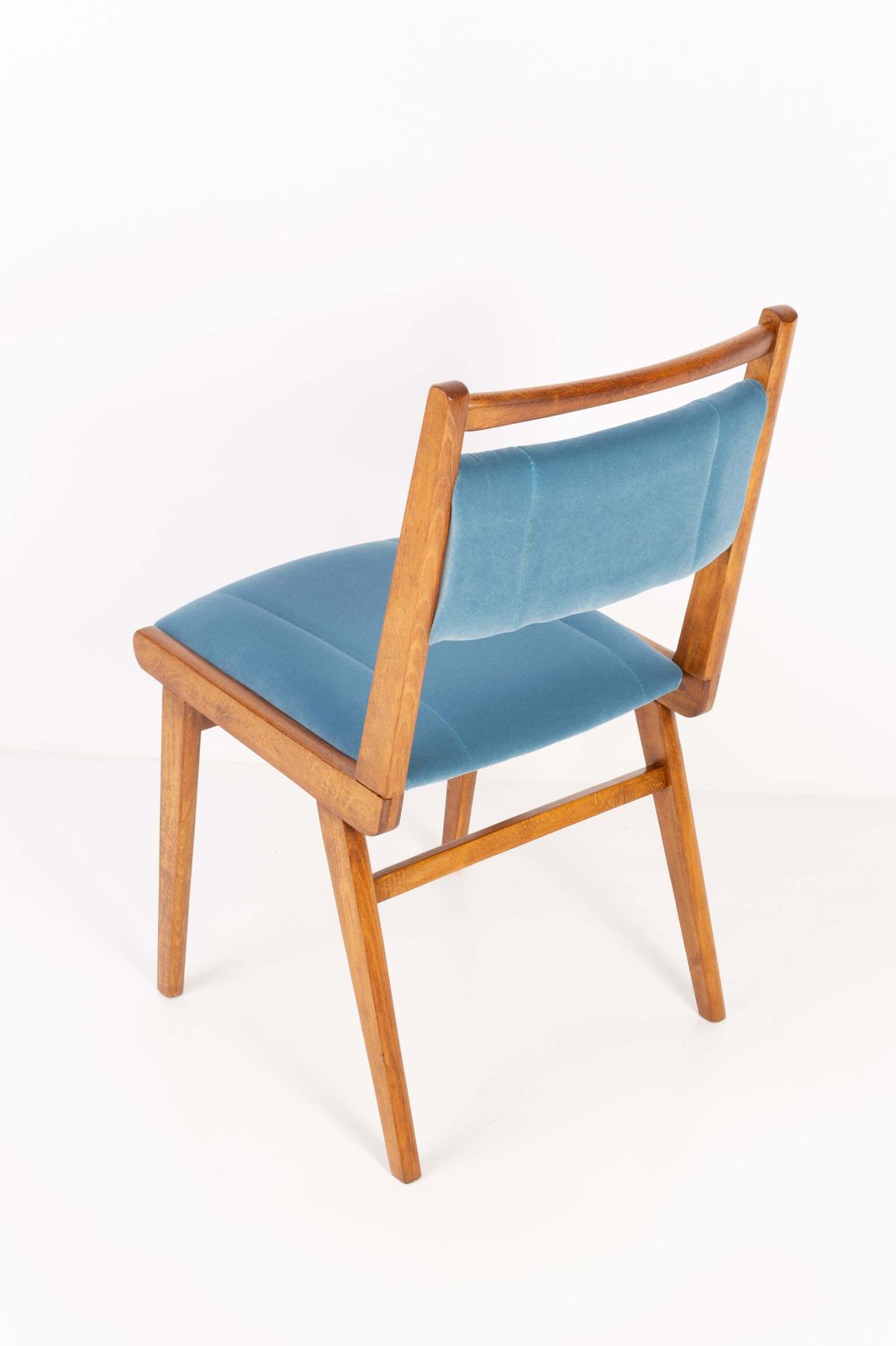Furniture Eight 20th Century Blue Velvet Chairs, Poland, 1960s photo