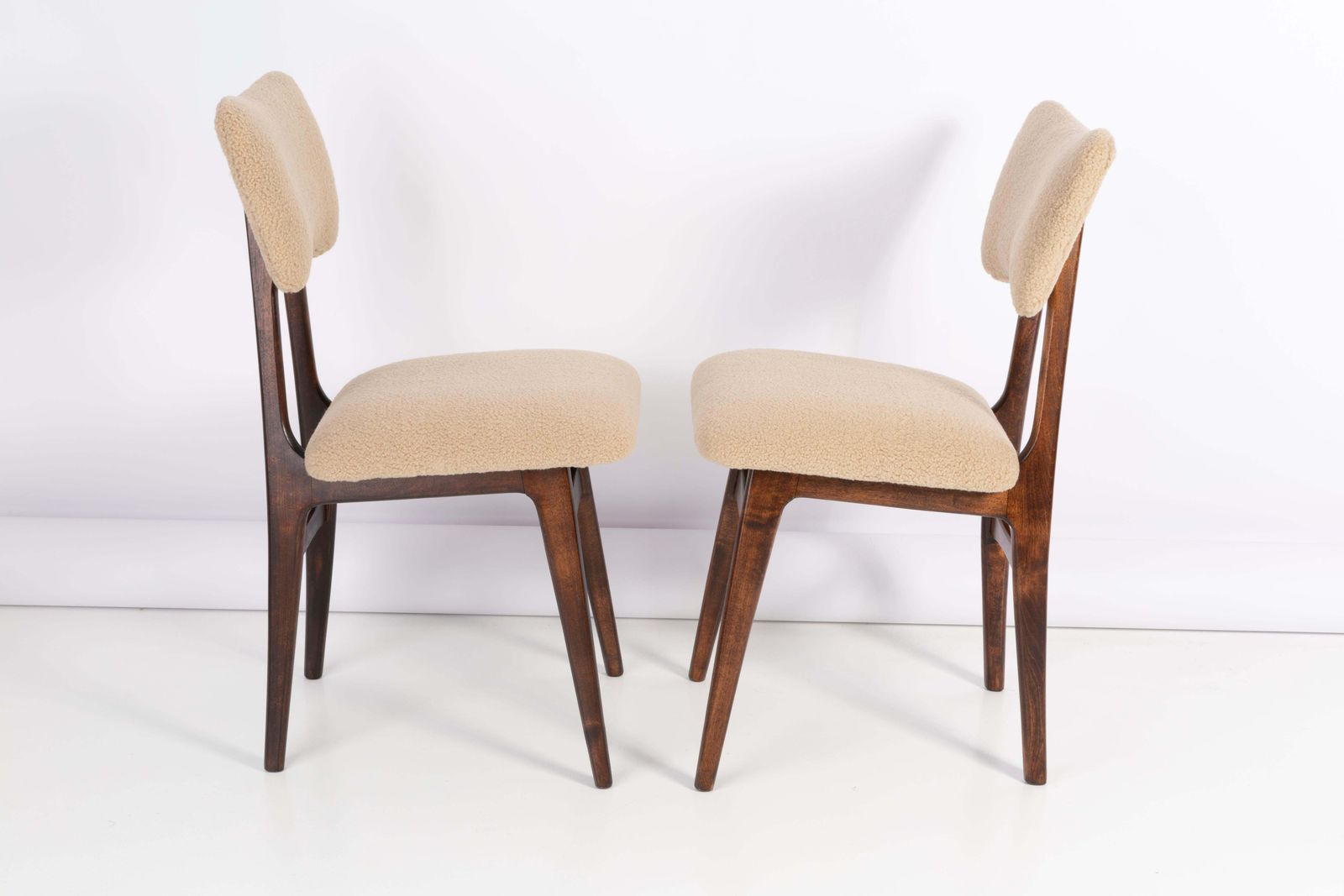 Set Of Eight 20th Century Camel Boucle Chairs, 1960s photo vinterior