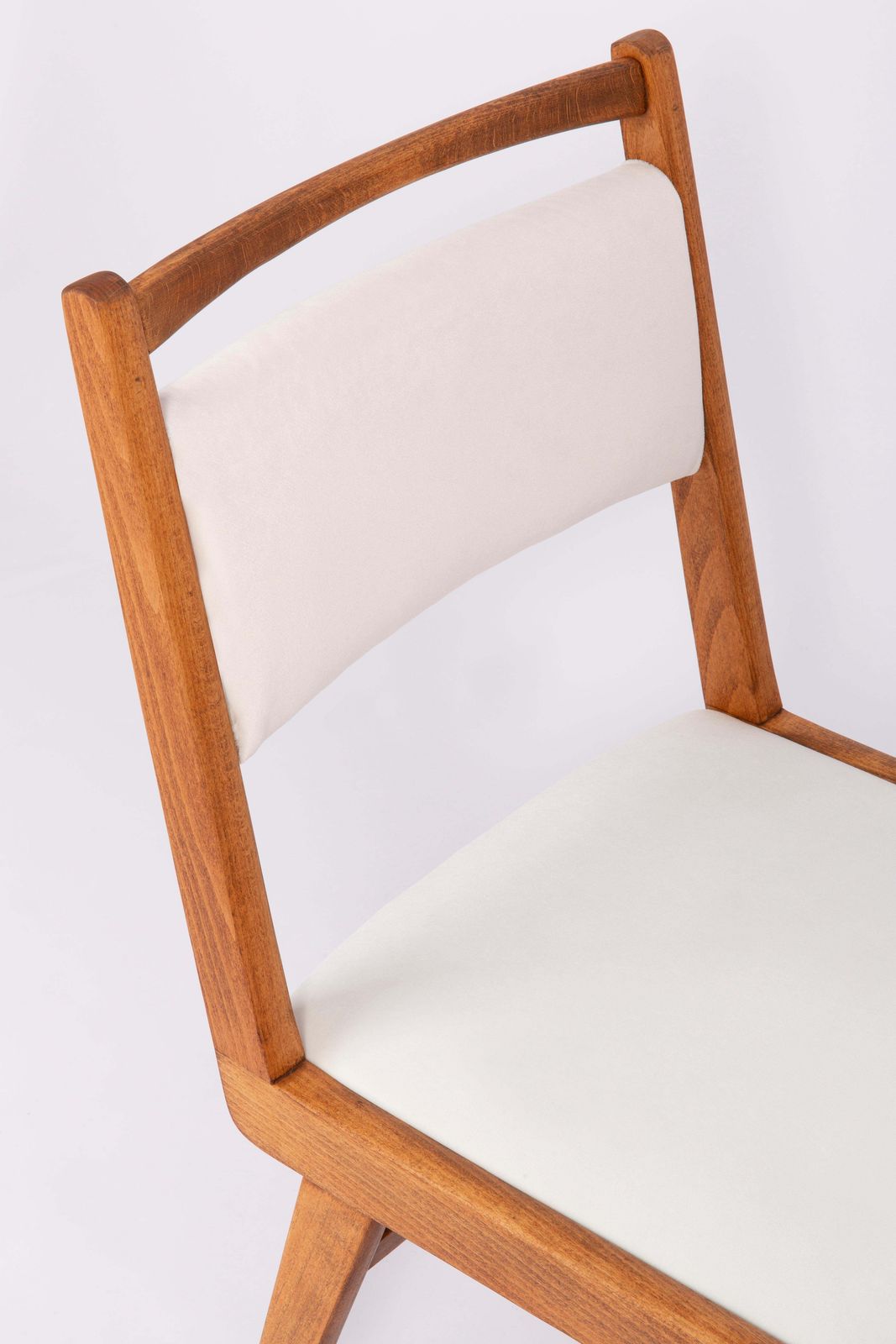 Set Of Eight 20th Century White Velvet Chairs, Poland, 1960s photo Furniture