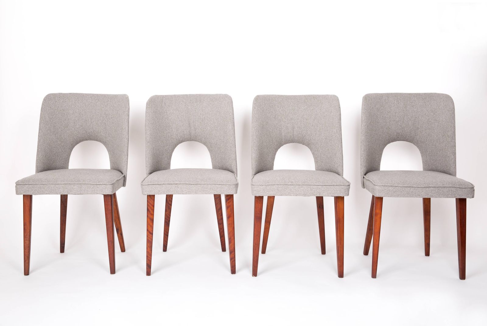 Set Of Six Mid Century Grey Beige "Shell" Chairs, Europe, 1960s. photo Furniture