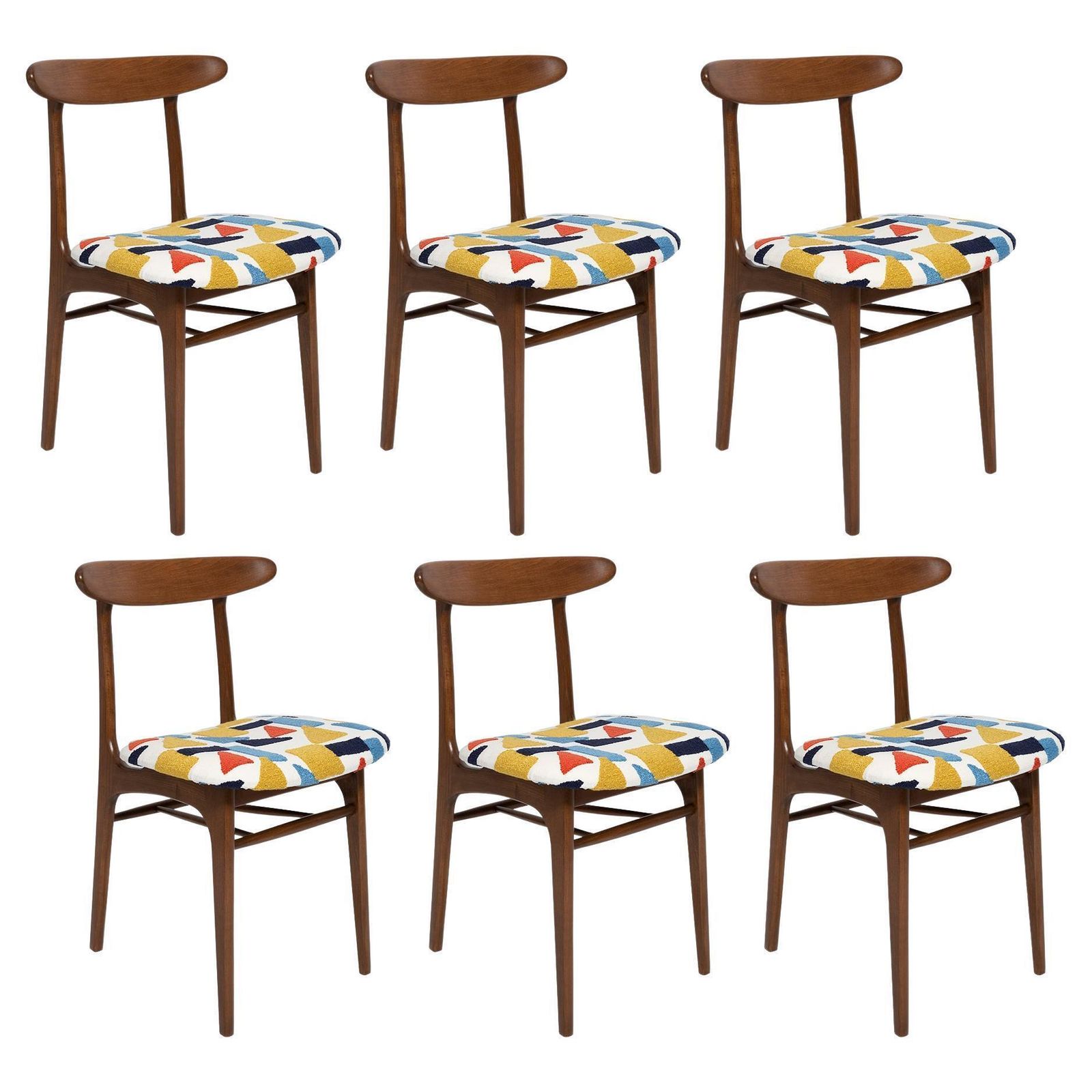 Set Of Six Mid Century Chairs, Rajmund Halas, Poland, 1960s