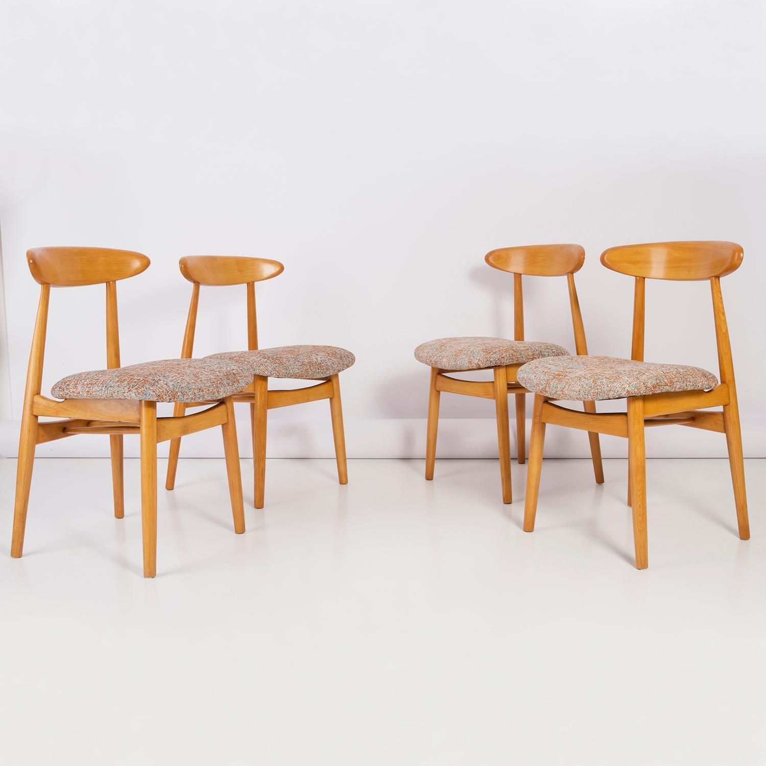 Set Of Eight Midcentury Blue And Orange Pixel Dining Chairs, 1960s photo furniture