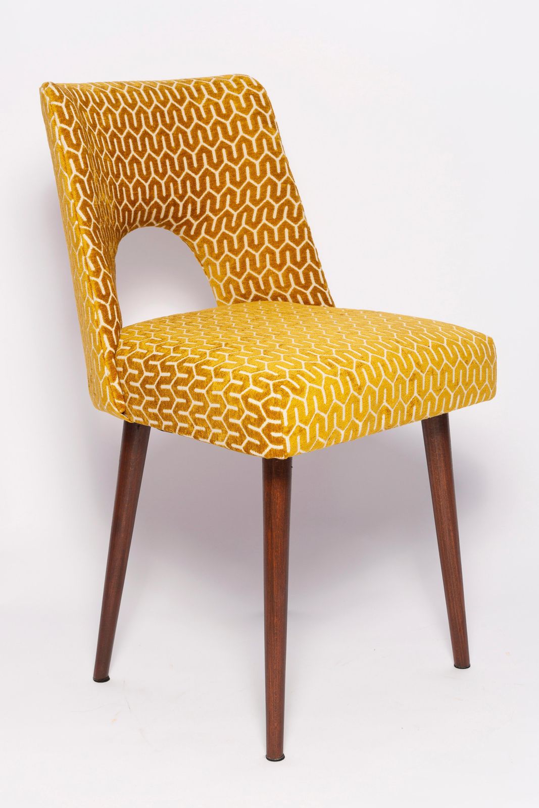 Set Of Eight Mid Century Yellow Mustard 'Shell' Chairs, Europe, 1960s photo furniture