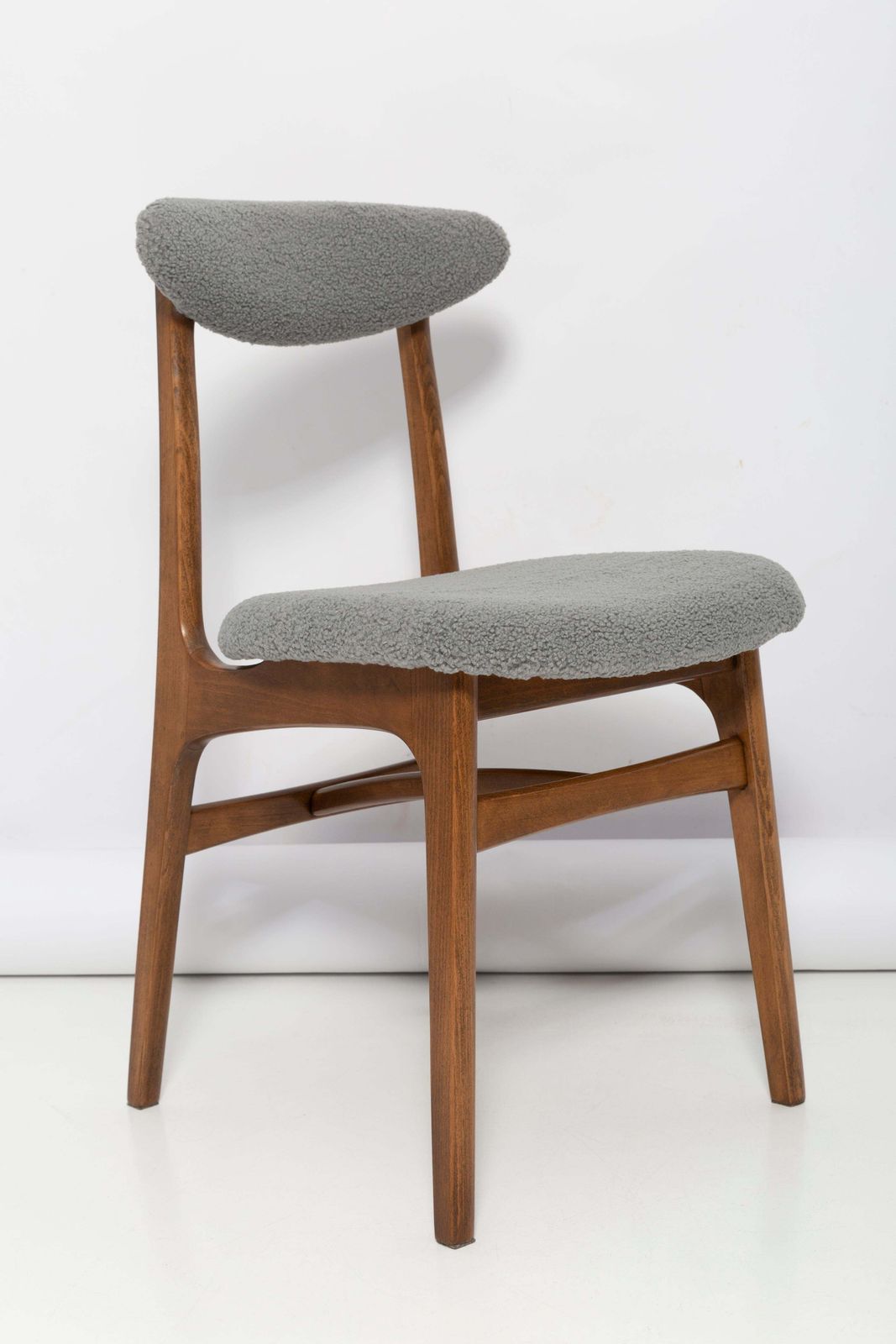 Set Of Eight Mid Century Gray Boucle Chairs By Rajmund Halas, Poland, 1960s photo furniture
