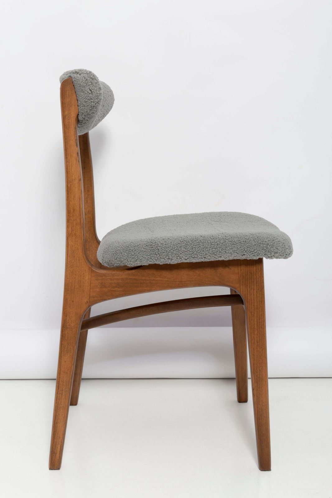 Set Of Eight Mid Century Gray Boucle Chairs By Rajmund Halas, Poland, 1960s photo vinterior