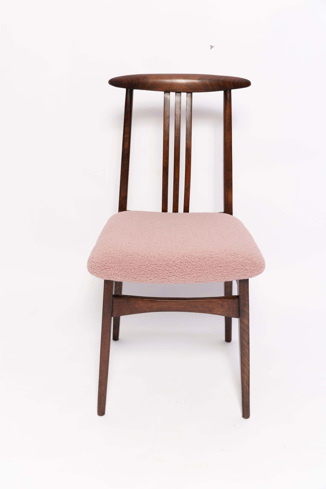 Set Of Eight Mid Century Pink Blush Boucle Chairs By M. Zielinski, Europe, 1960s photo Furniture