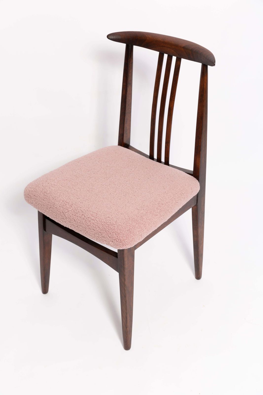 photo for sale Set Van Acht Mid Century Stoelen Met Roze Bouclébekleding, M. Zielinski, Europa, Jaren 1960