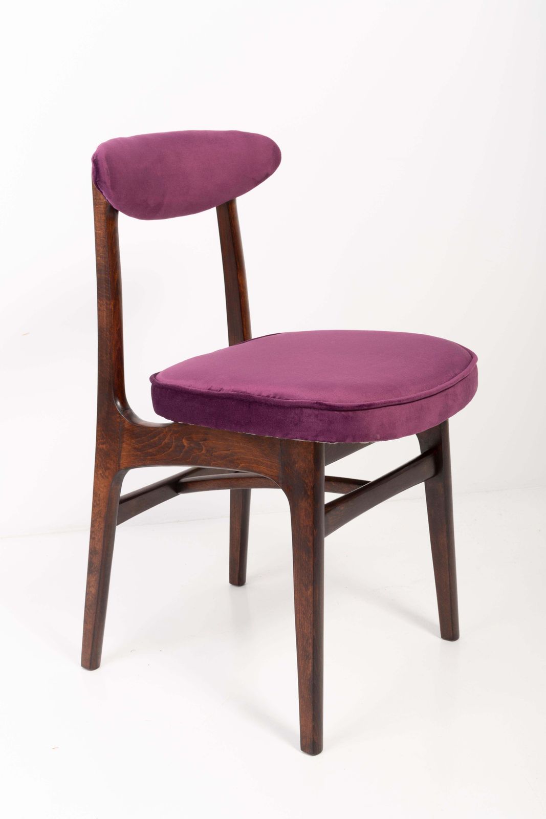 Eight 20th Century Plum Velvet Chairs Designed By Rajmund Halas, Europe, 1960s photo vinterior
