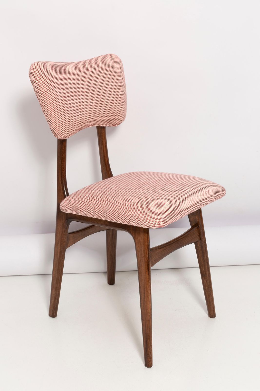 Set Van Acht Mid Century Butterfly Eetkamerstoelen, Peony Katoen, Polen, Jaren 1960 photo for sale