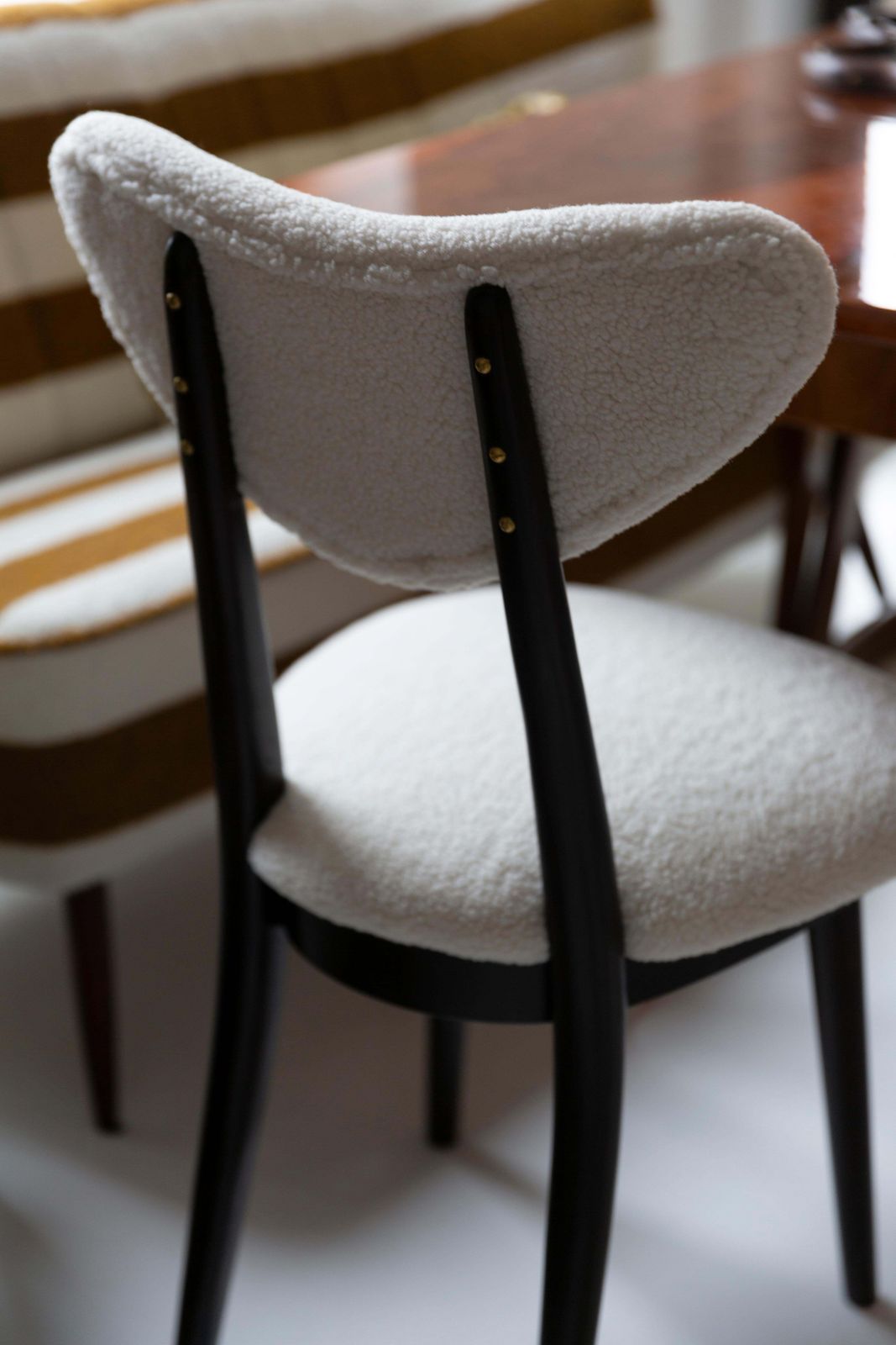 Set Of Ten Midcentury Light Bouclé Heart Chairs, Europe, 1960s photo for sale