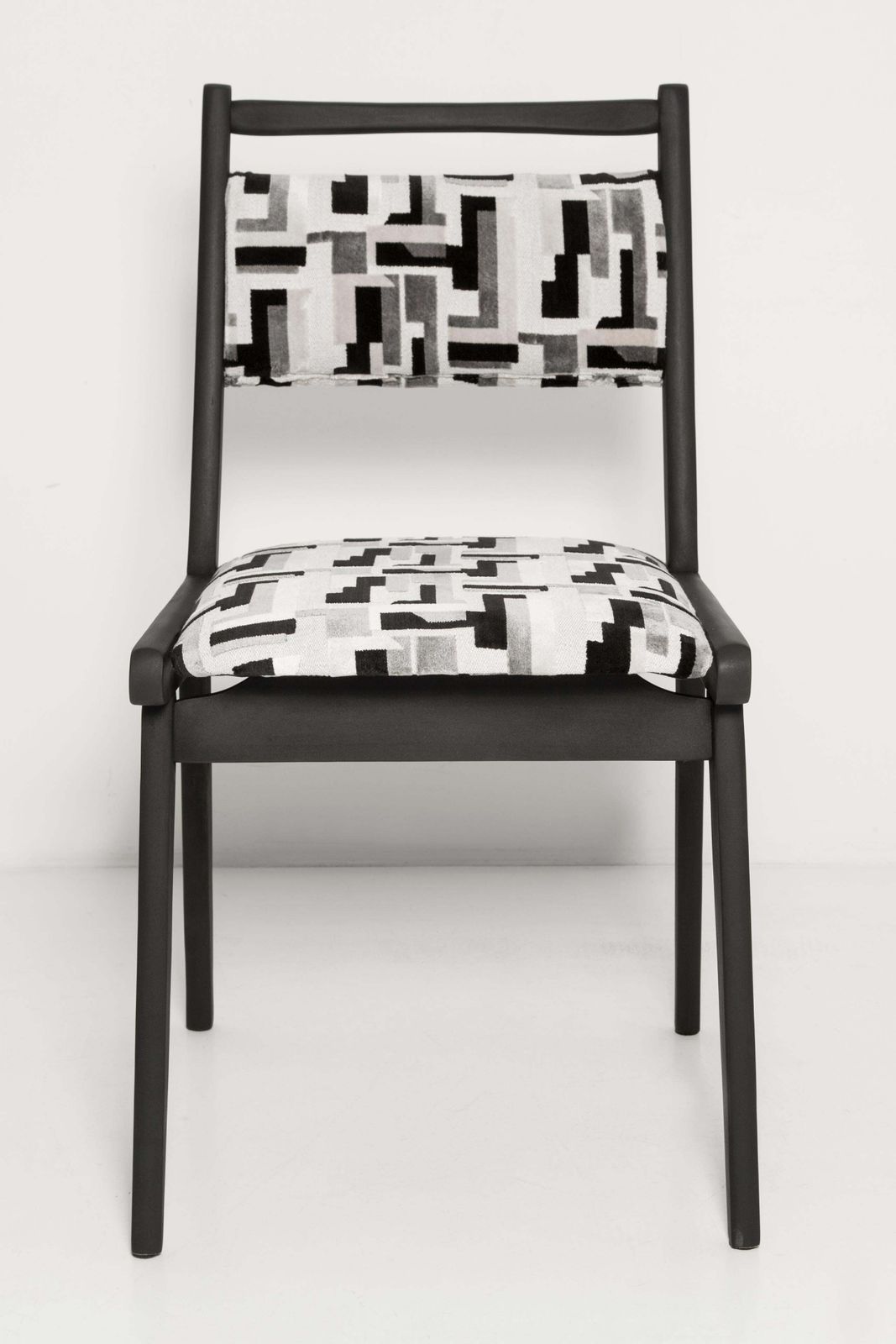 Eight Mid Century Black And White Velvet Jar Chairs, Poland, Europe, 1960s. photo buy
