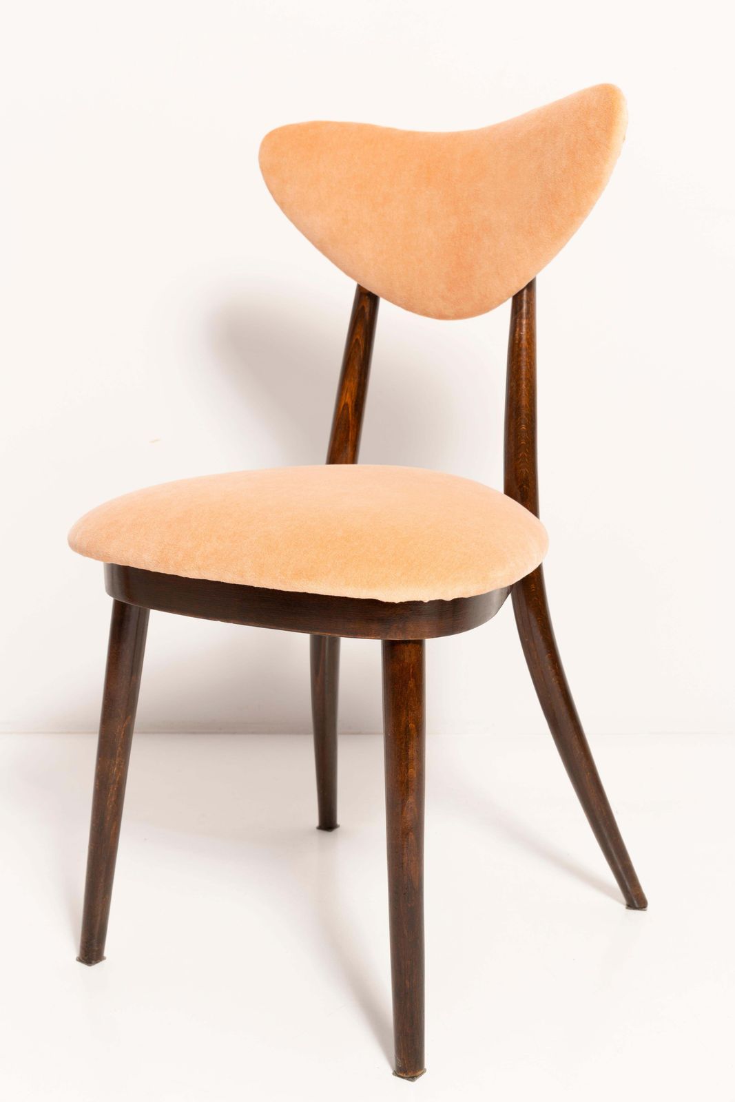Set Of Eight Mid Century Orange Cotton Velvet Heart Chairs, Europe, 1960s photo vinterior