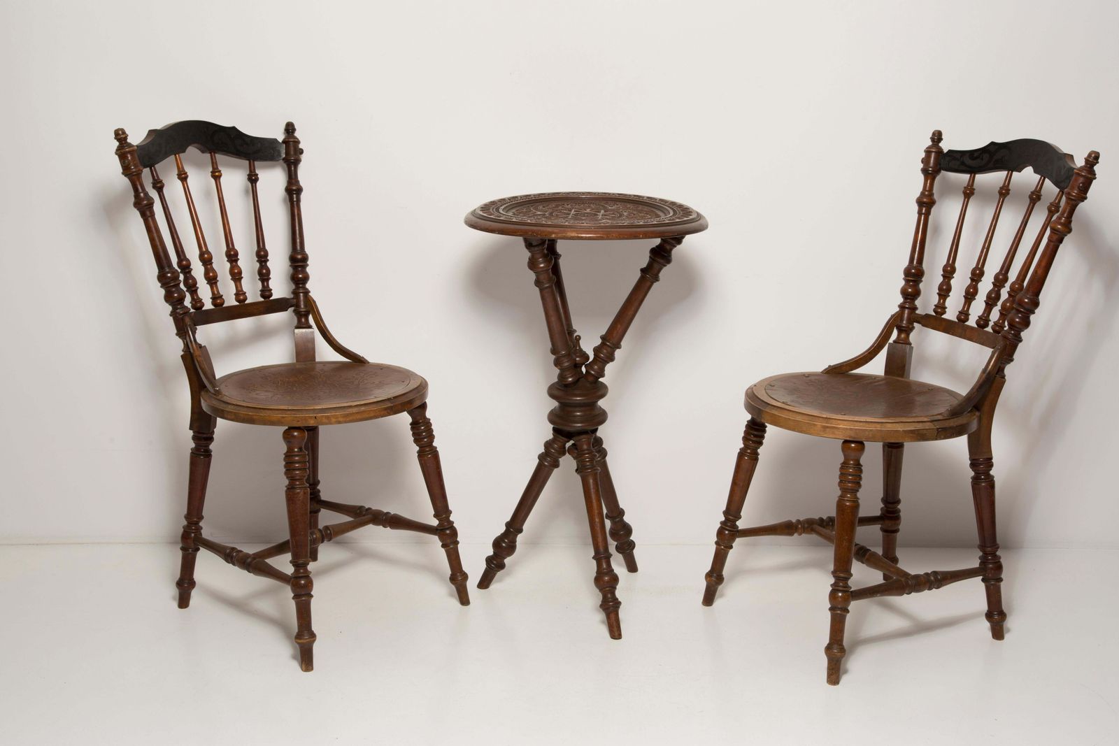 Furniture Midcentury Table And Set Of 2 Chairs, Europe, 1960s photo