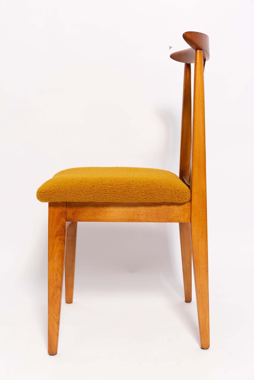 Ten Mid Century Ochre Boucle Chairs, Medium Wood, M. Zielinski, Europe, 1960s photo buy