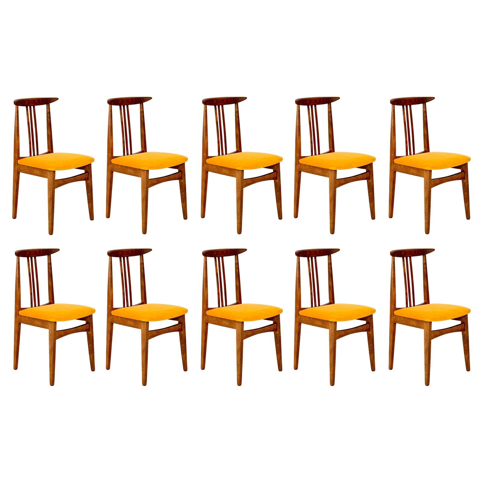 Set Van Tien Gele Stoelen, Door Zielinski, Europa, Jaren 1960