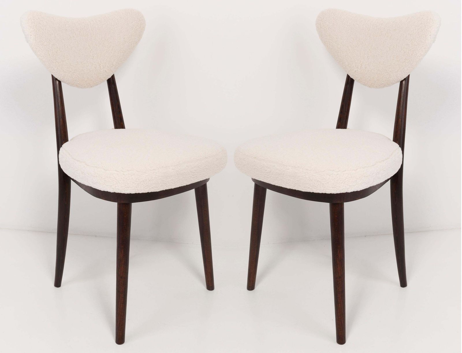 Set Of Eight Light Boucle Heart Chairs, Europe, 1960s photo furniture