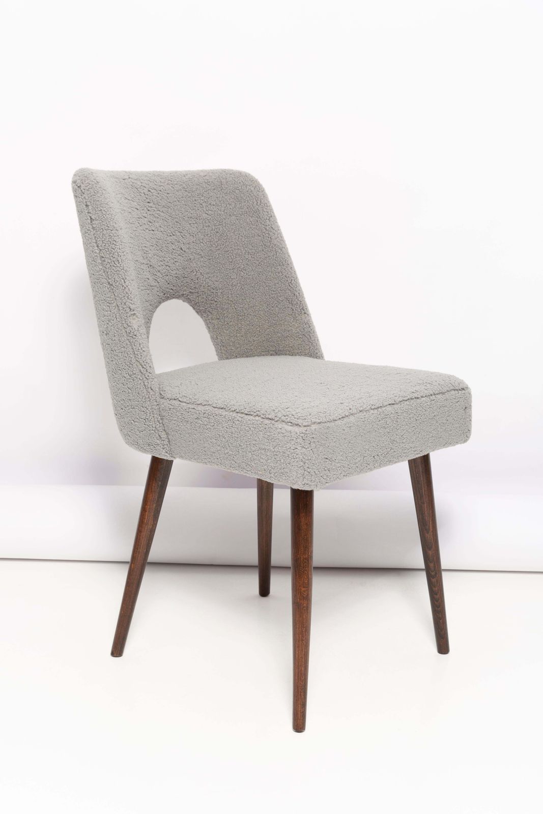 Set Of Eight Gray Boucle 'Shell' Chairs, Dark Beech Wood, Europe, 1960s photo furniture