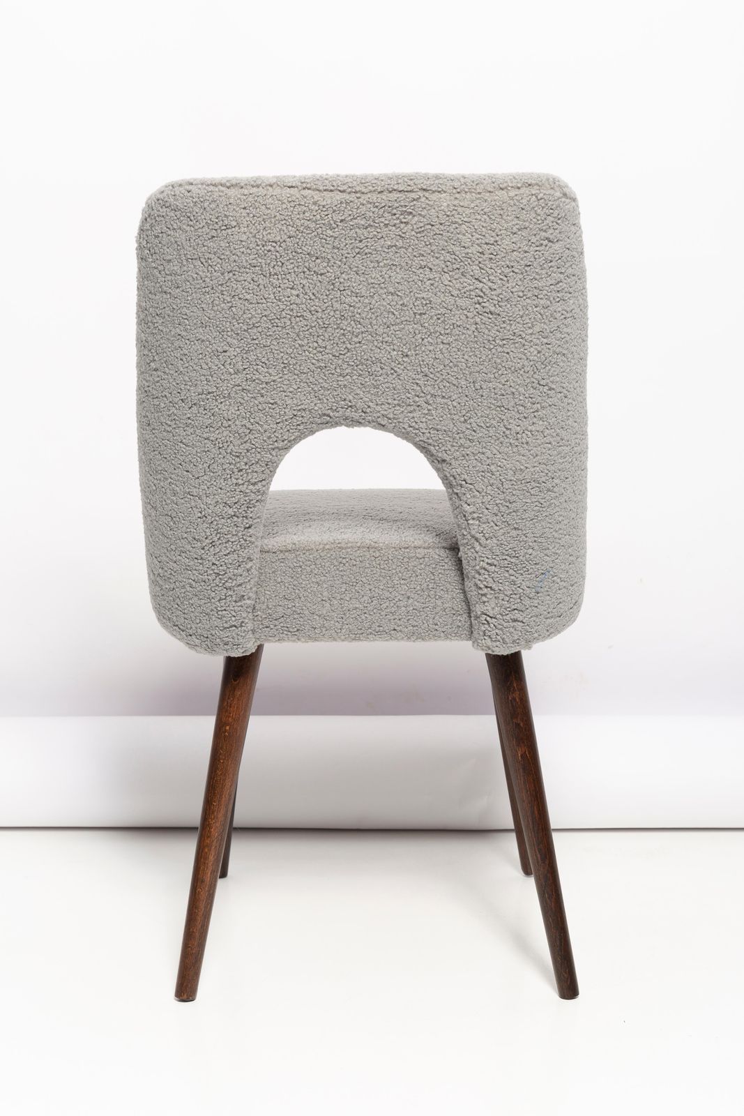 Set Of Eight Gray Boucle 'Shell' Chairs, Dark Beech Wood, Europe, 1960s photo vintage