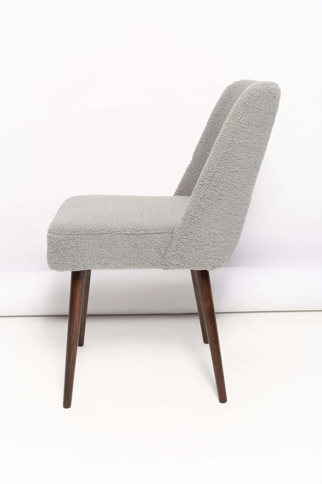 Furniture Set Of Eight Gray Boucle 'Shell' Chairs, Dark Beech Wood, Europe, 1960s photo