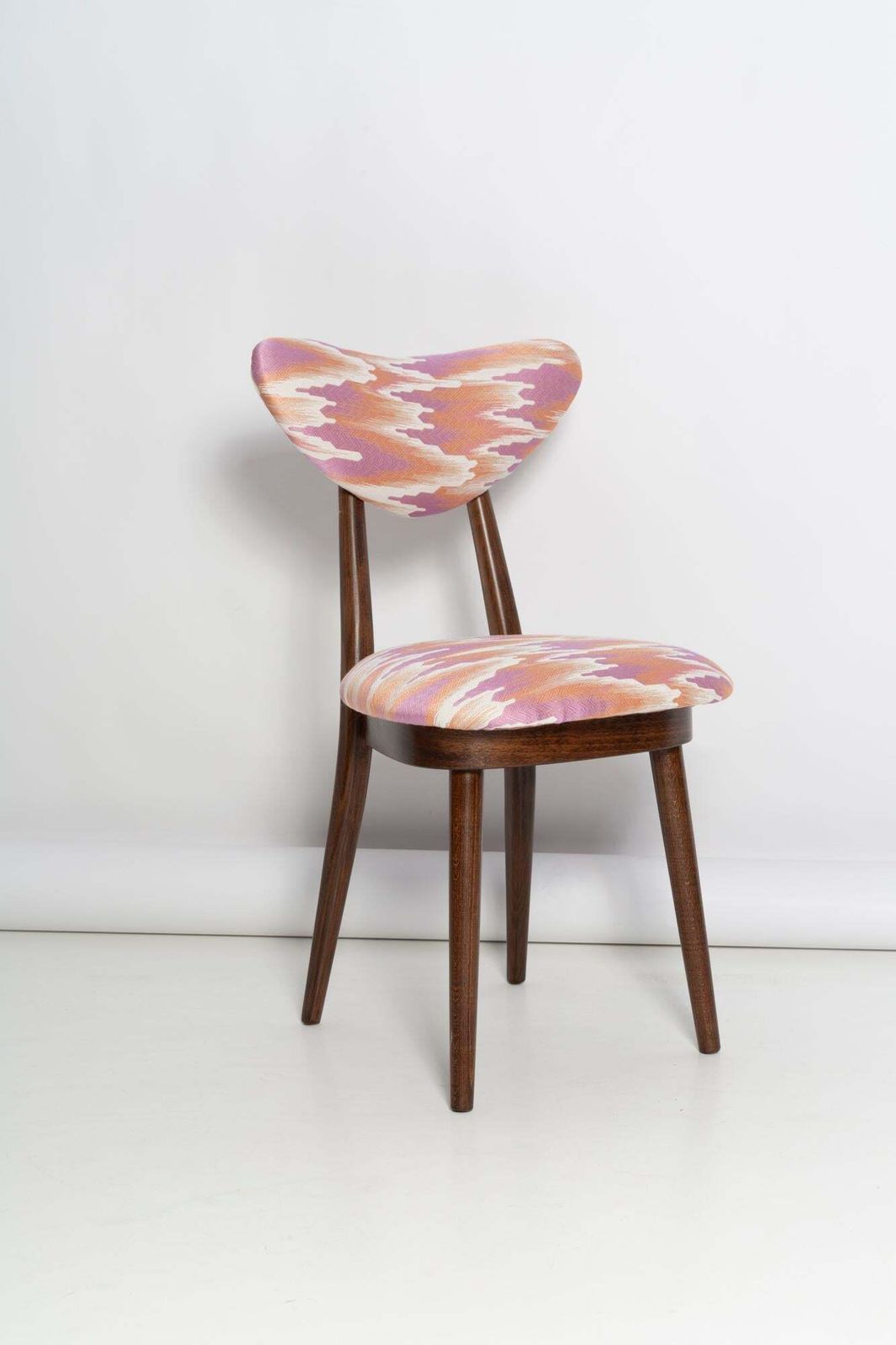 Set Of Eight Mid Century Heart Chairs, Pink Fandango Jacquard, Europe, 1960s photo furniture