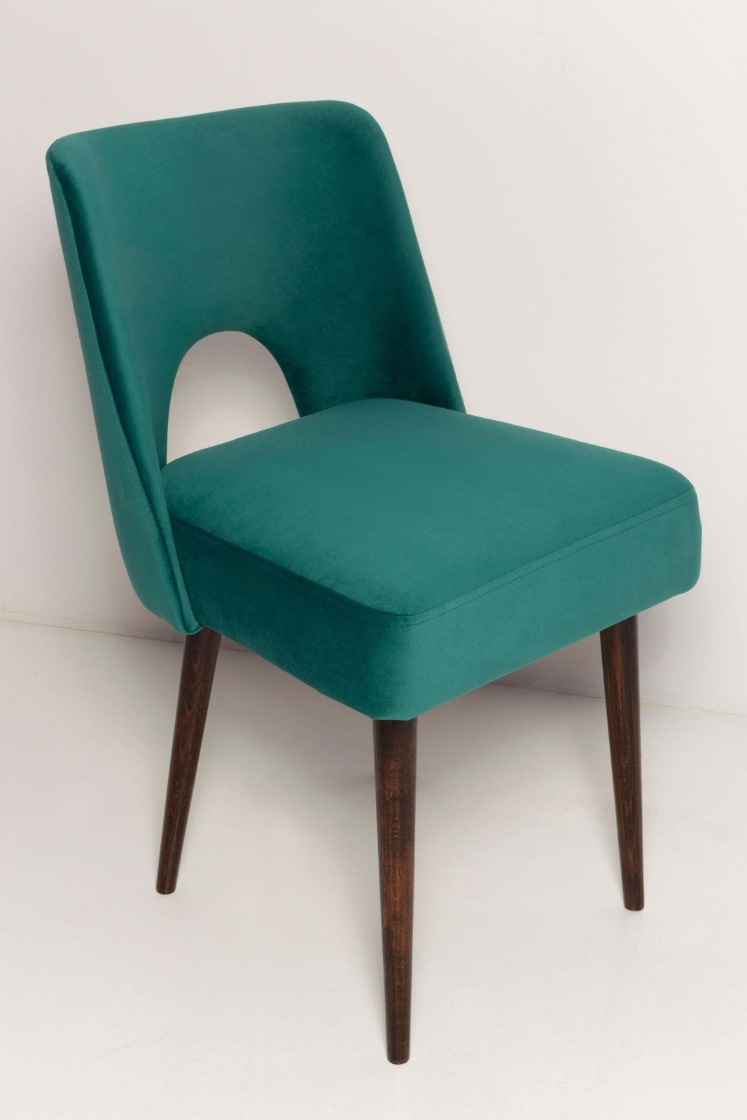 Set Of Nine Dark Green Velvet 'Shell' Chairs, Europe, 1960s photo vinterior